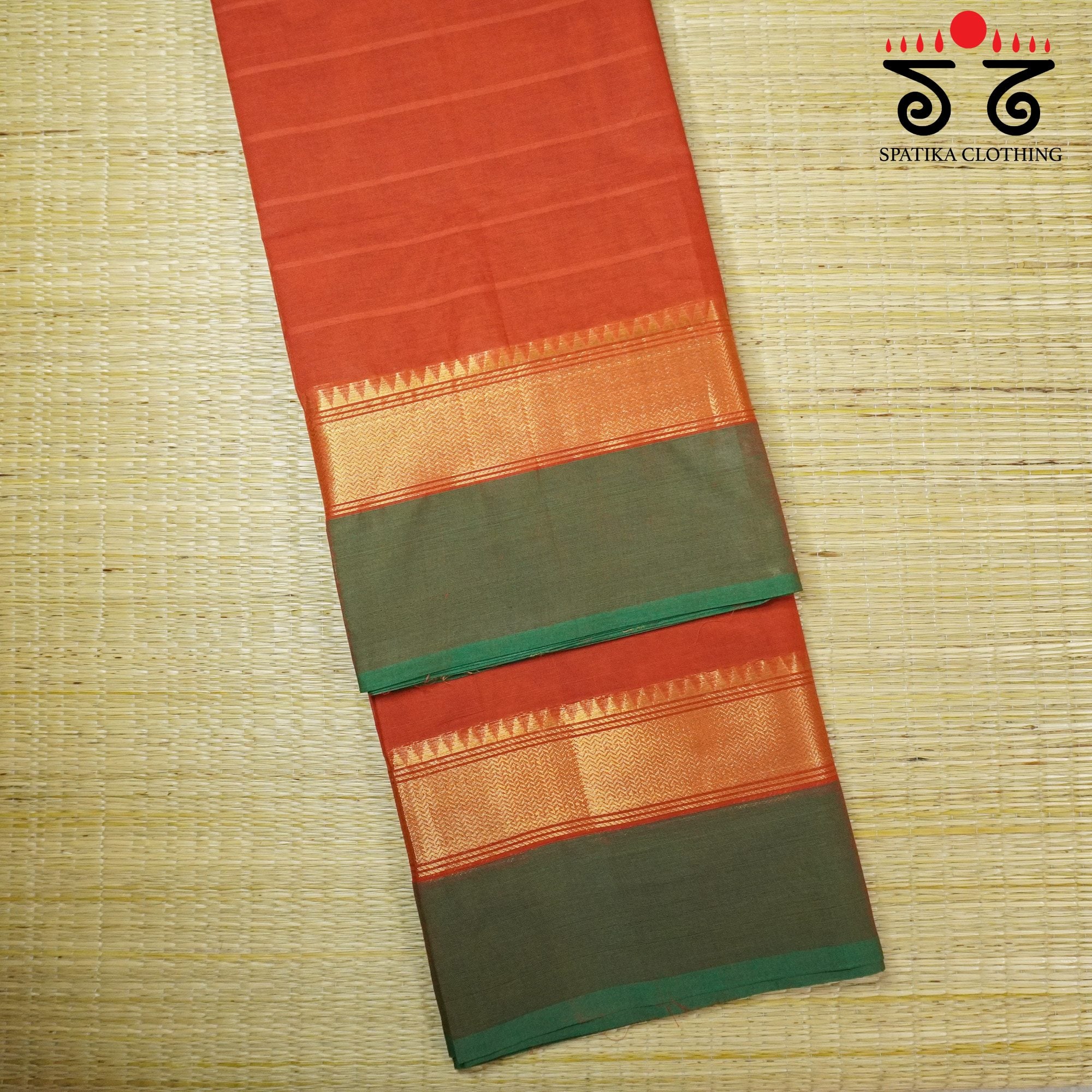 Rust Orange Chettinad Cotton Saree