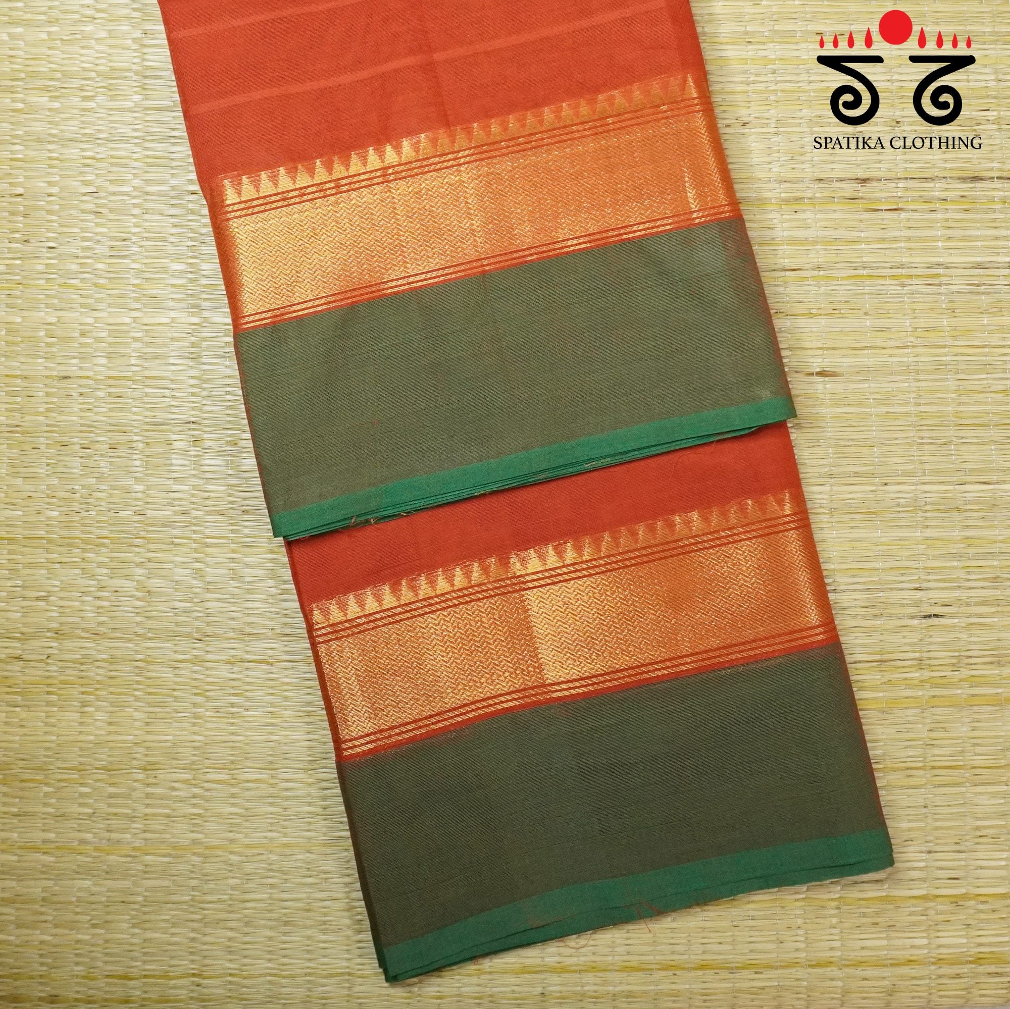 Rust Orange Chettinad Cotton Saree