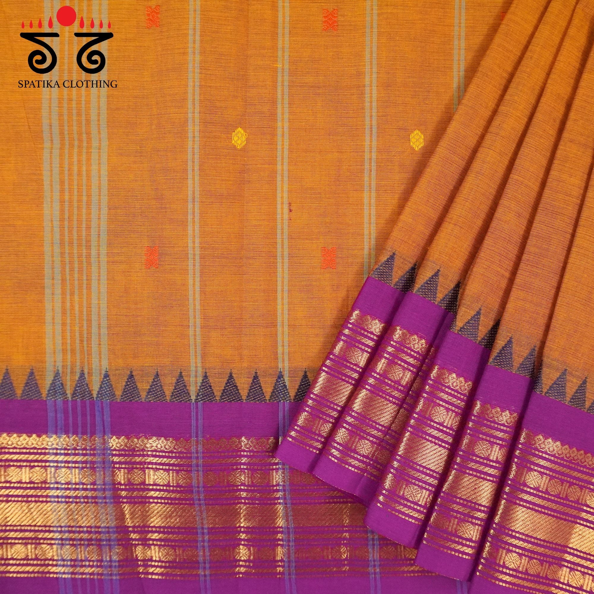 Orange Chettinad Cotton Saree