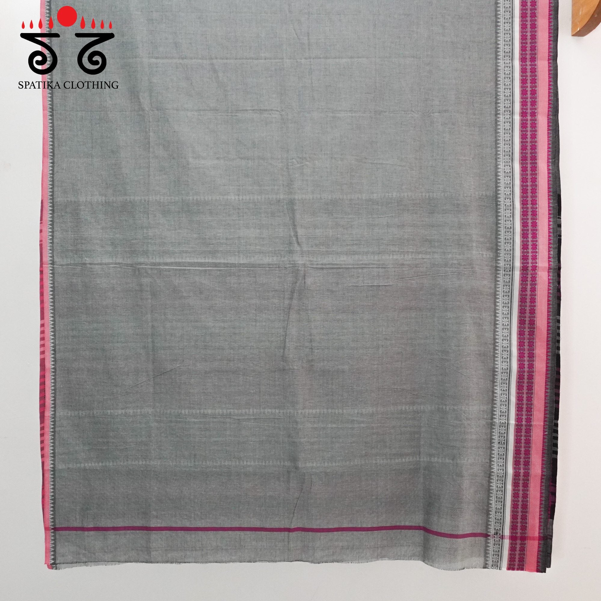 Grey Begampur Handwoven Cotton Saree New!