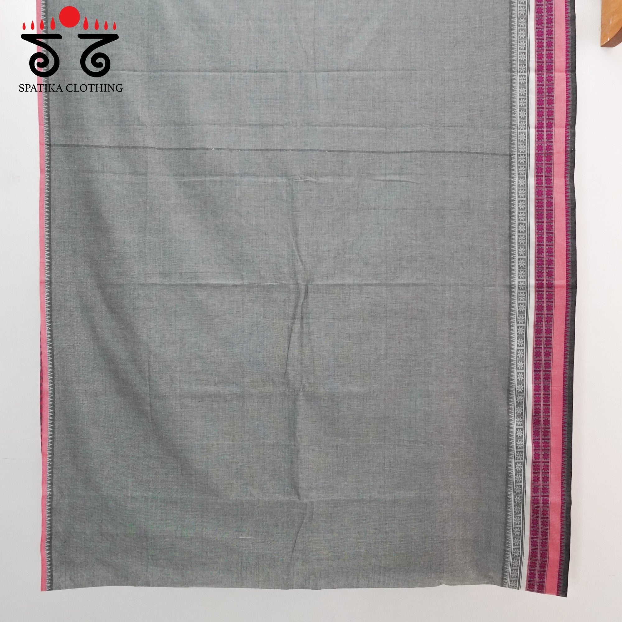 Grey Begampur Handwoven Cotton Saree New!