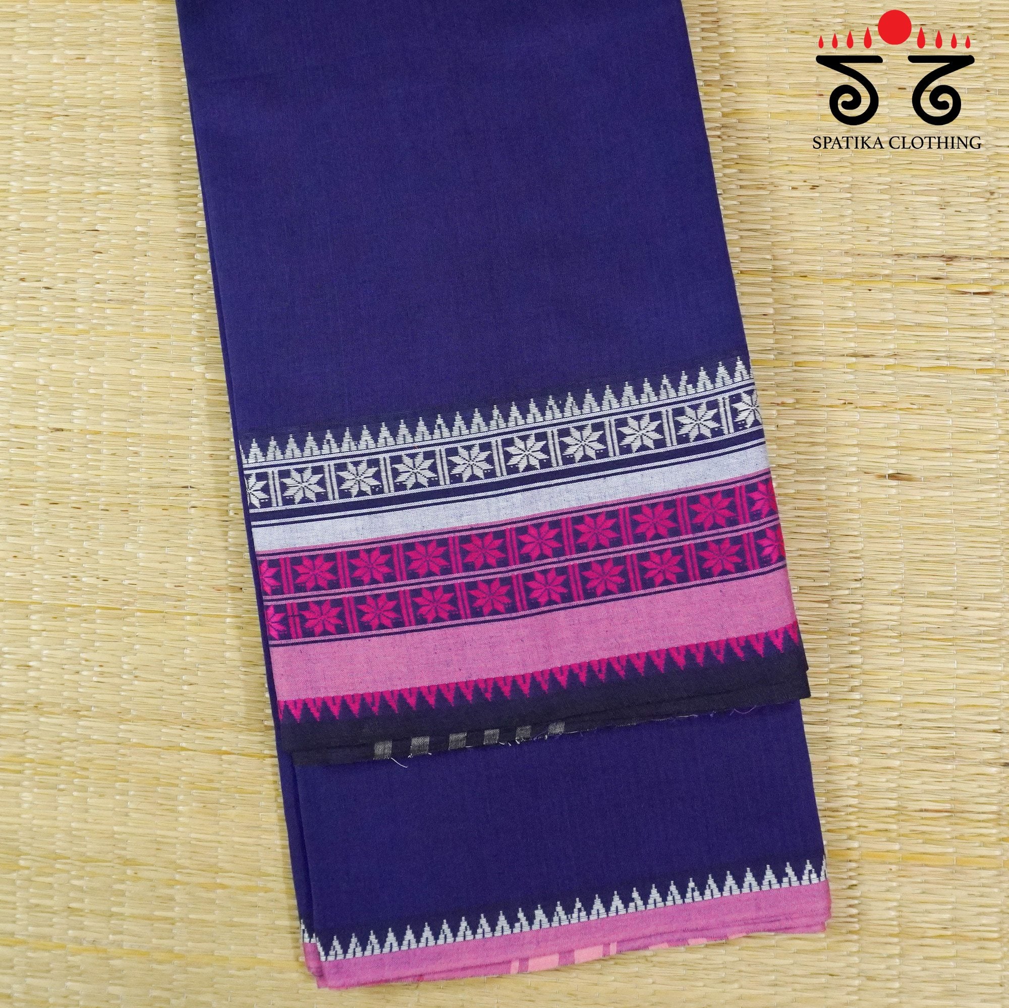 Blue Begampur Handwoven Cotton Saree New!