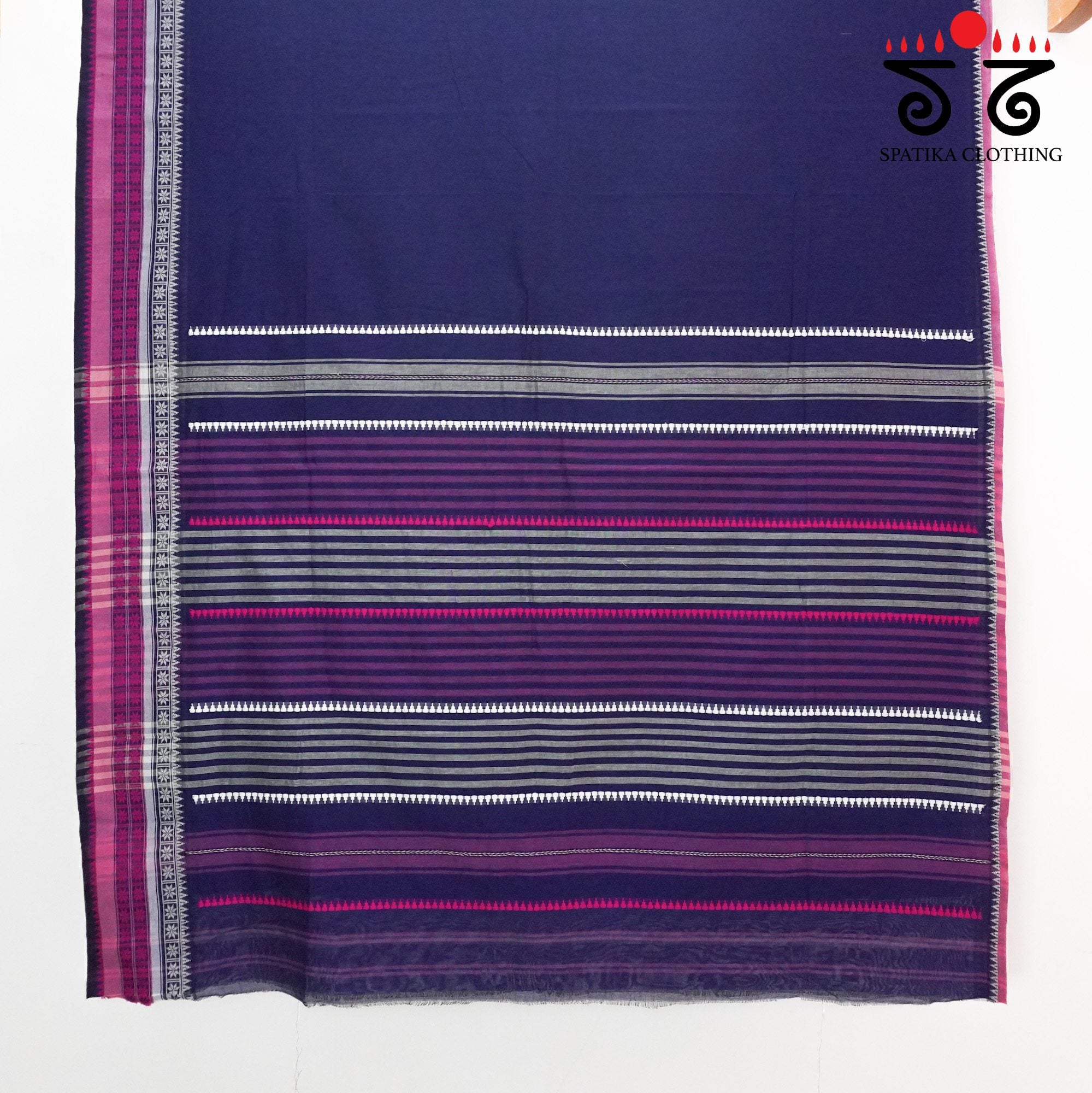 Blue Begampur Handwoven Cotton Saree New!