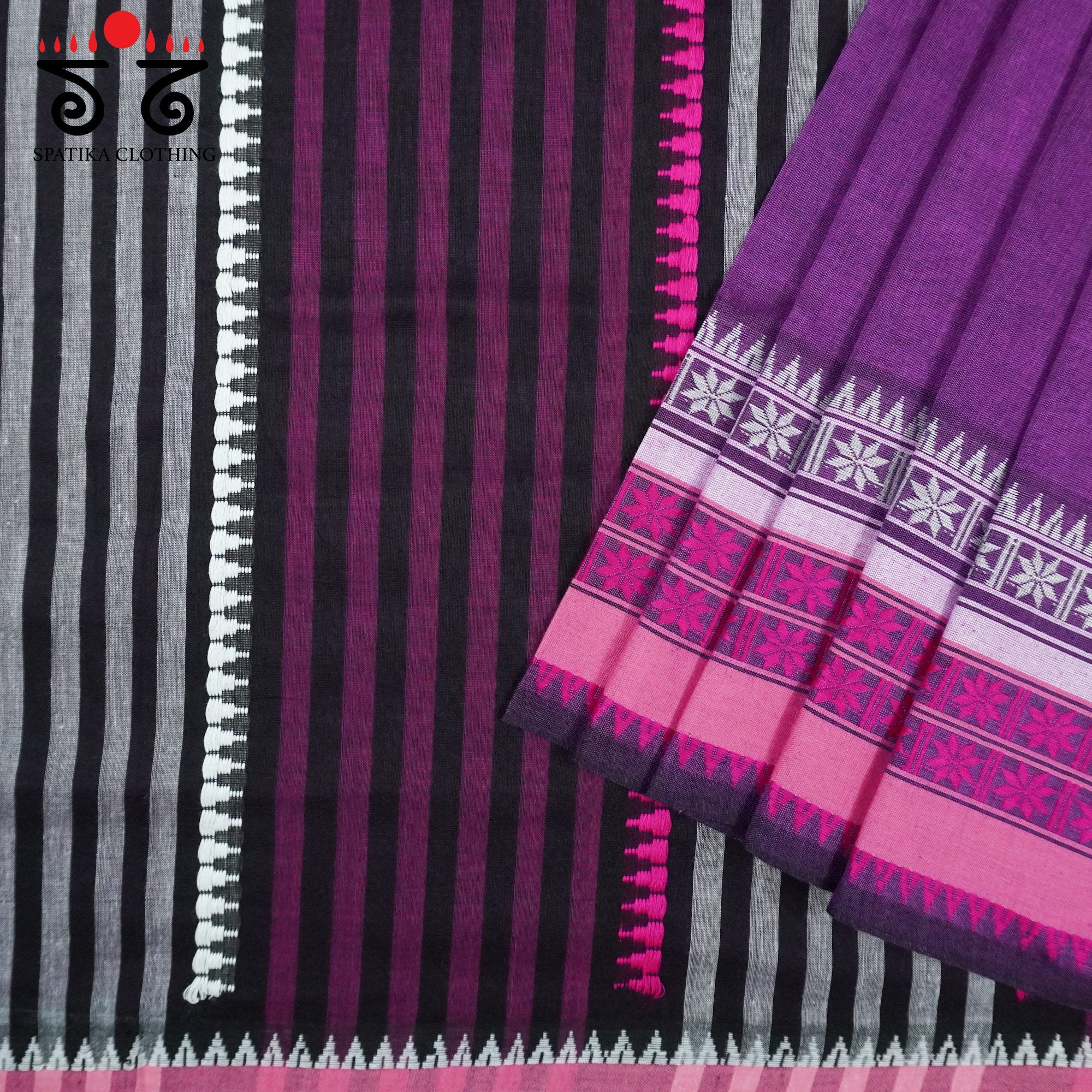 Grape Begampur Handwoven Cotton Saree New!