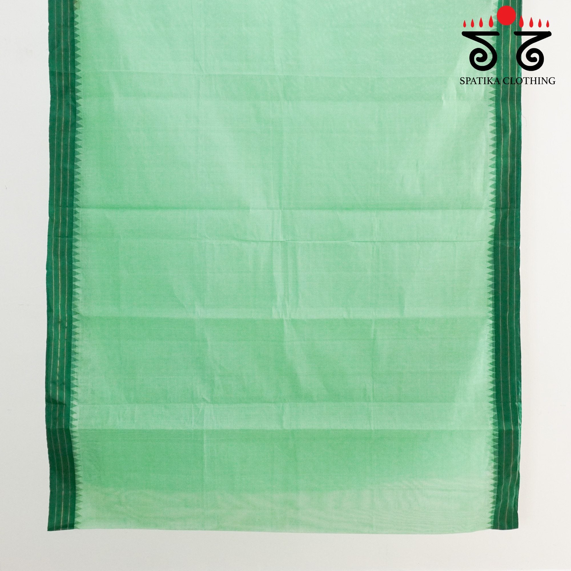 Pista Green Ponduru Handspun Saree - With Silk border