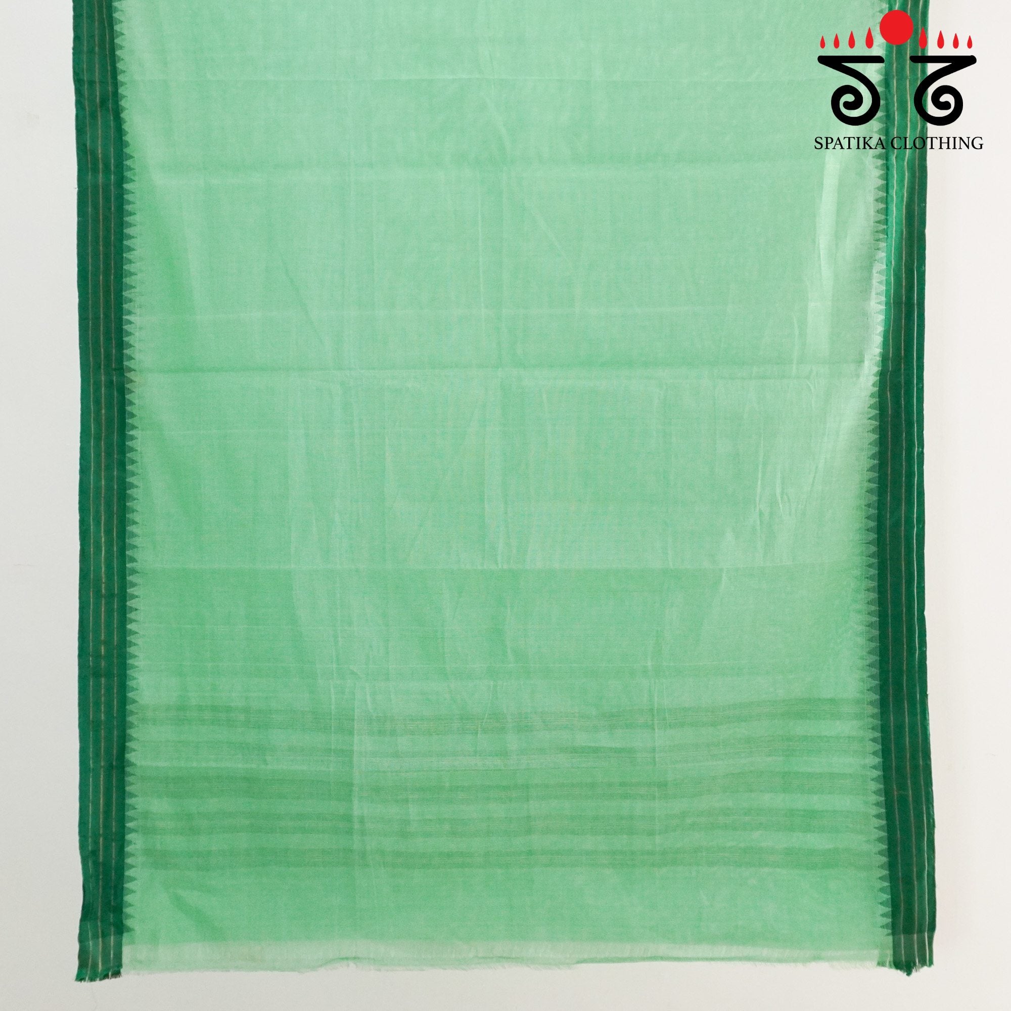 Pista Green Ponduru Handspun Saree - With Silk border