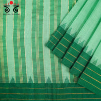 Pista Green Ponduru Handspun Saree - With Silk border