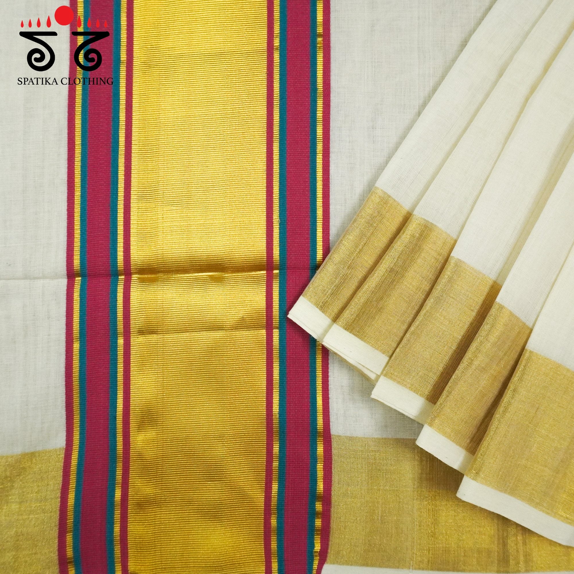 Kerala Kasavu Handloom Cotton Saree