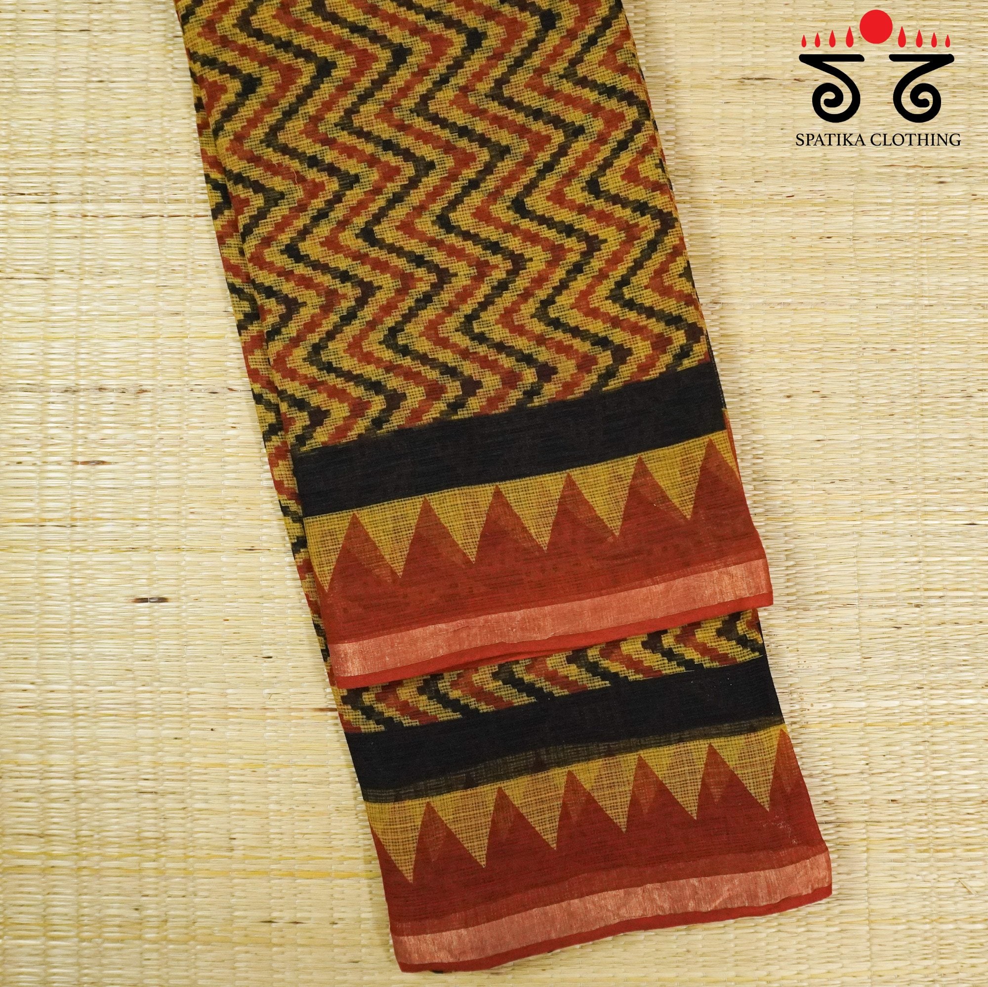 Mustard Kota Hand Block Printed Saree