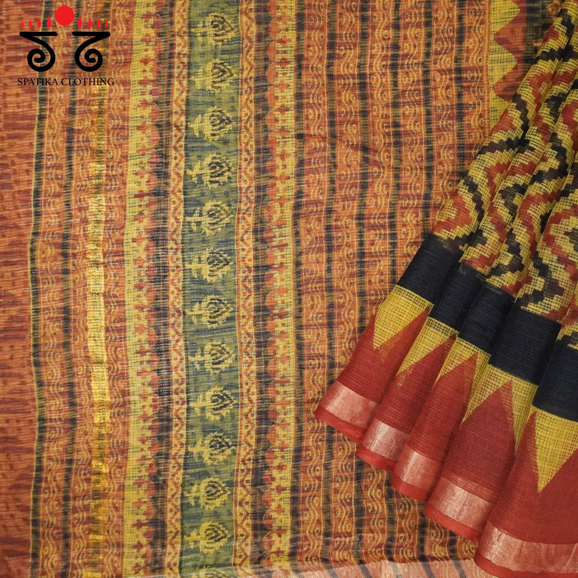 Mustard Kota Hand Block Printed Saree