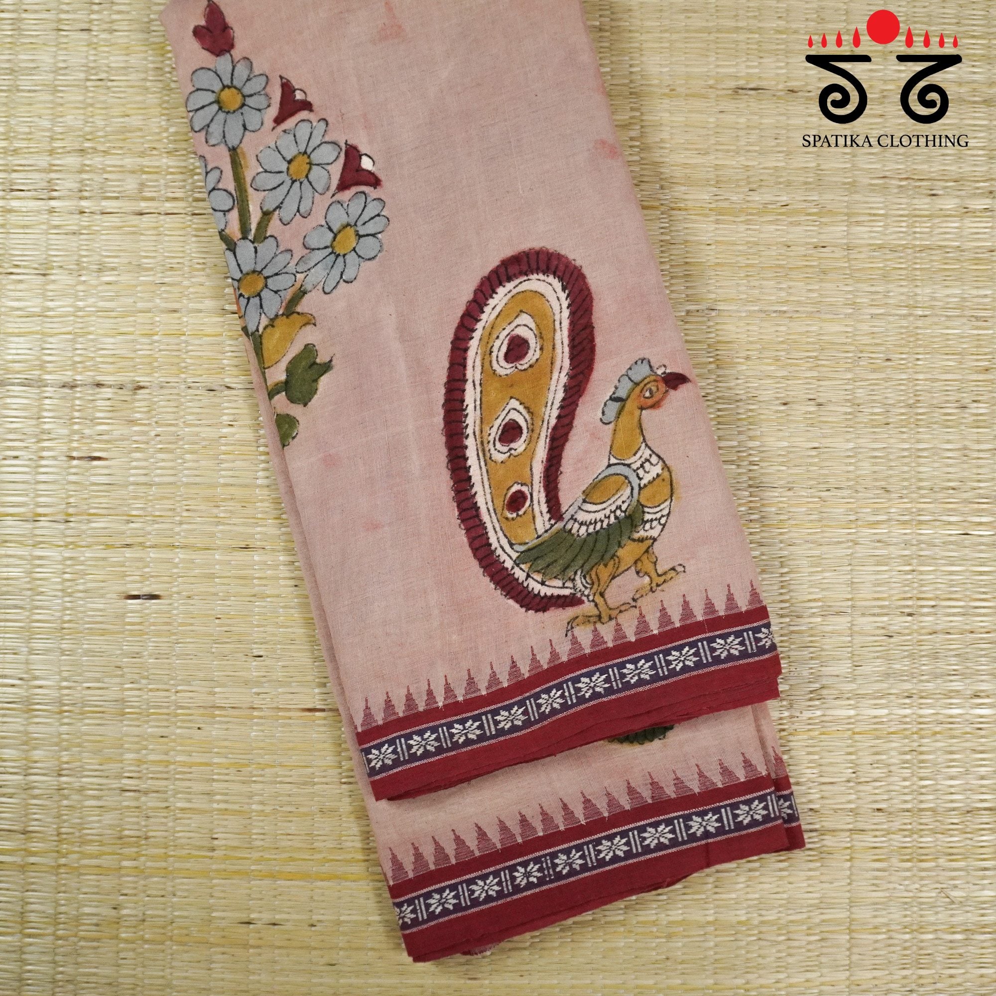 Ponduru Pen Kalamkari Handwoven Cotton Saree