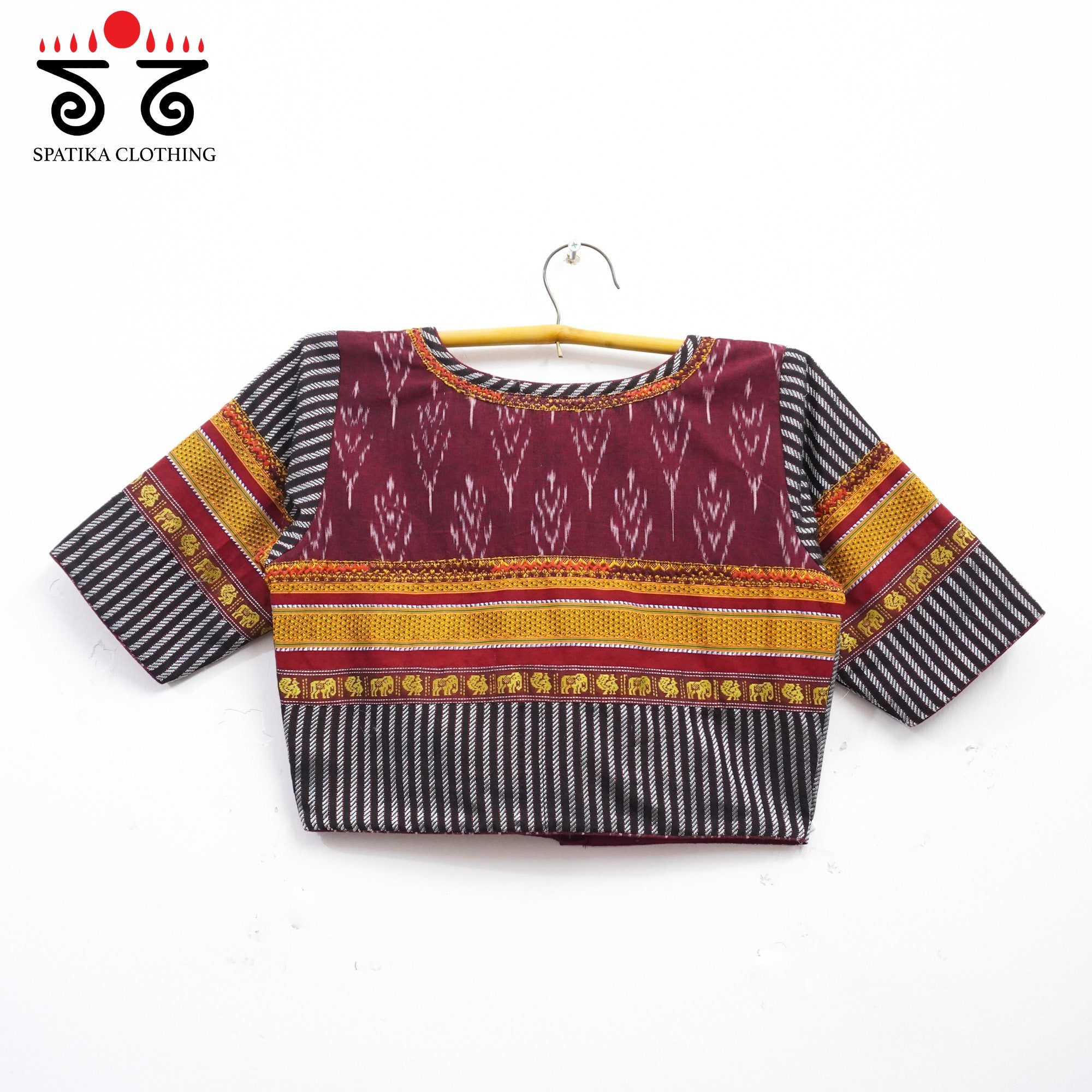 Maroon Ikat Khun-Hand crafted Blouse