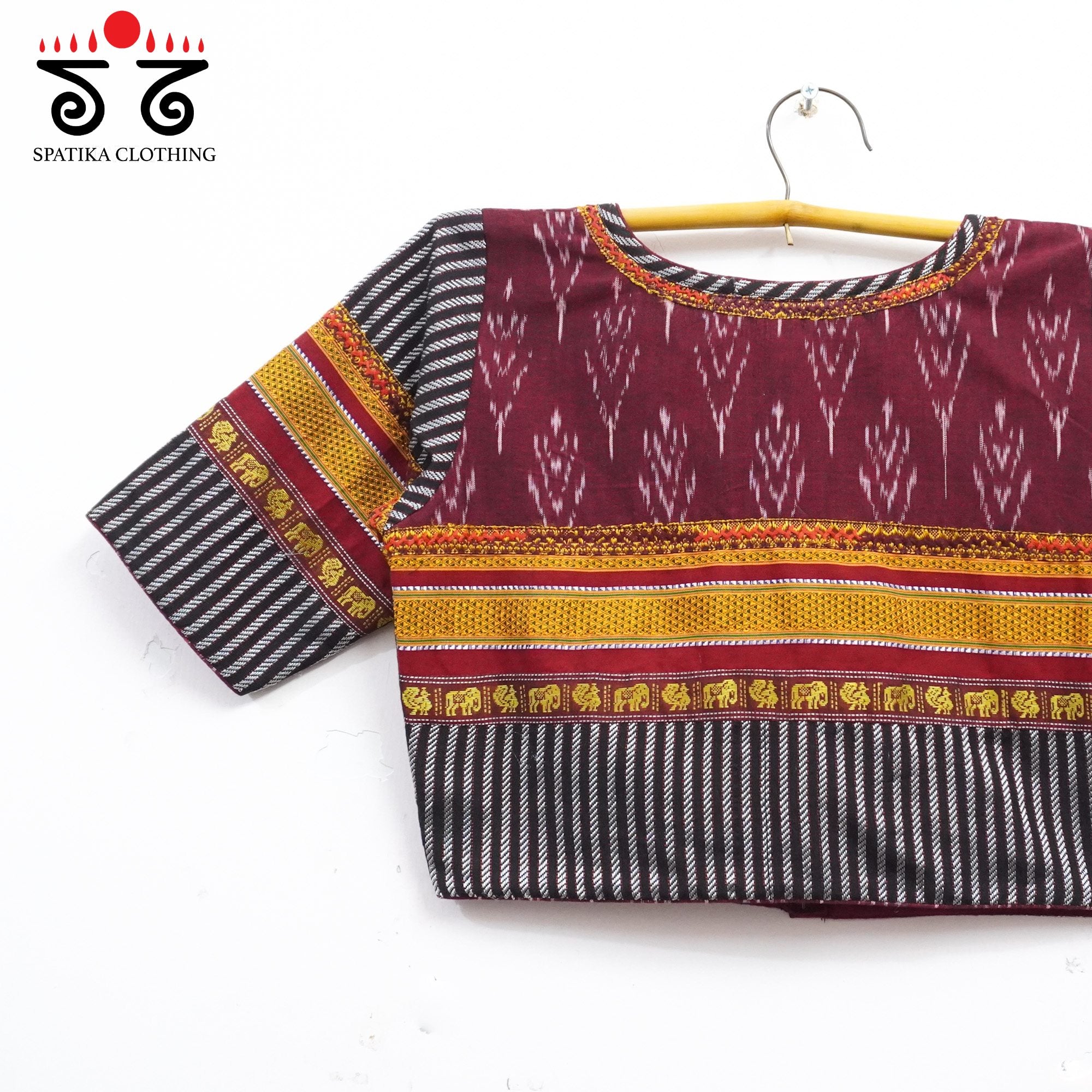 Maroon Ikat Khun-Hand crafted Blouse