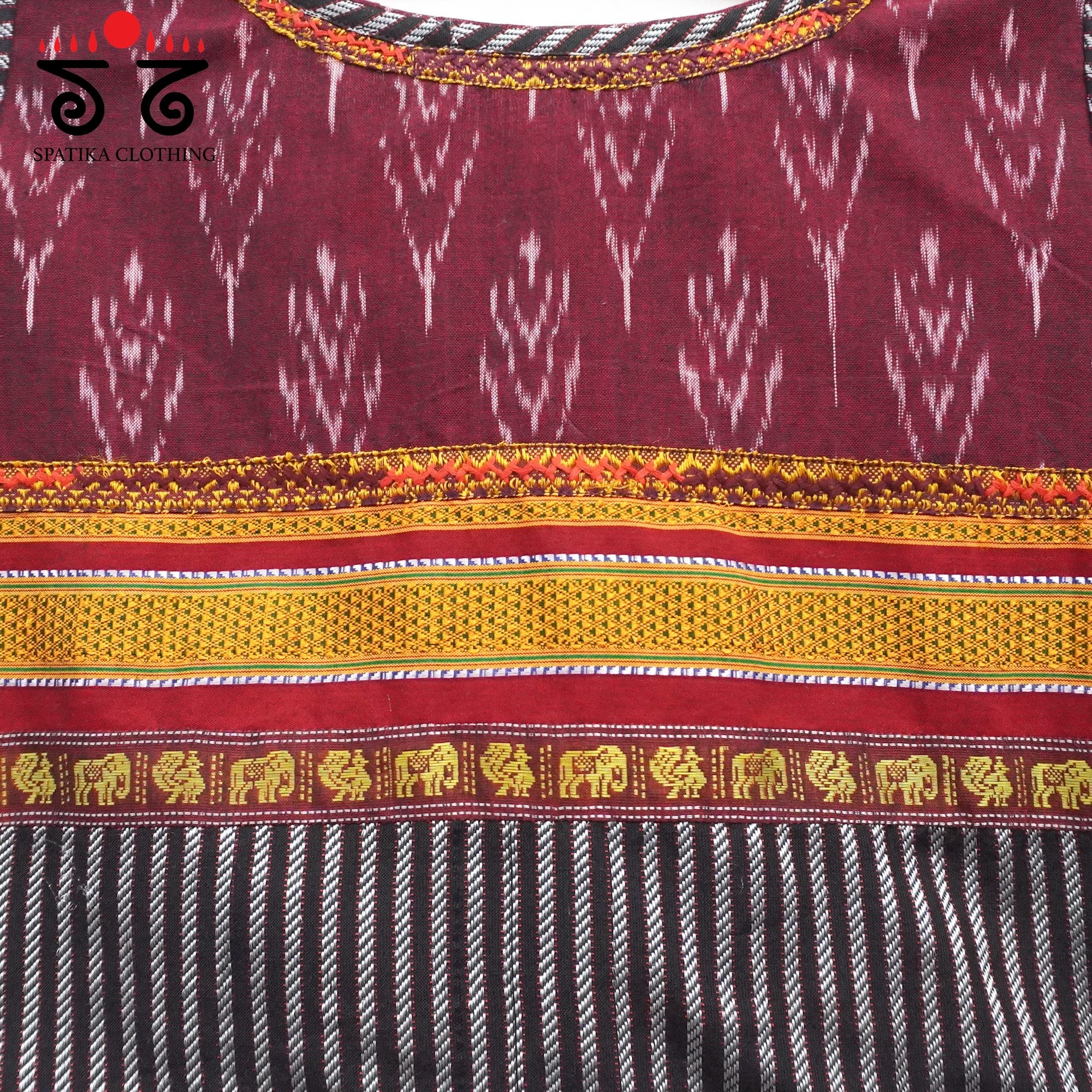 Maroon Ikat Khun-Hand crafted Blouse