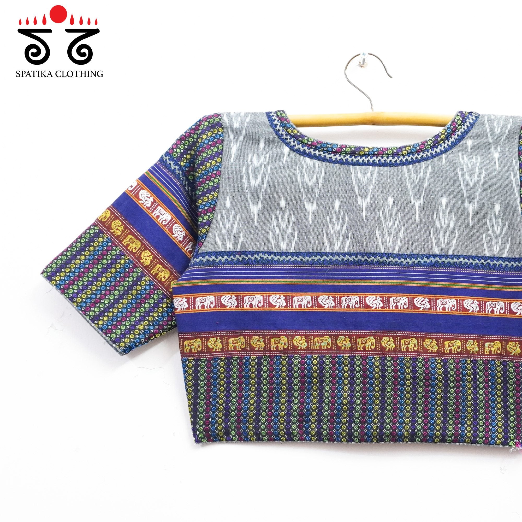 Grey Ikat Khun-Hand crafted Blouse