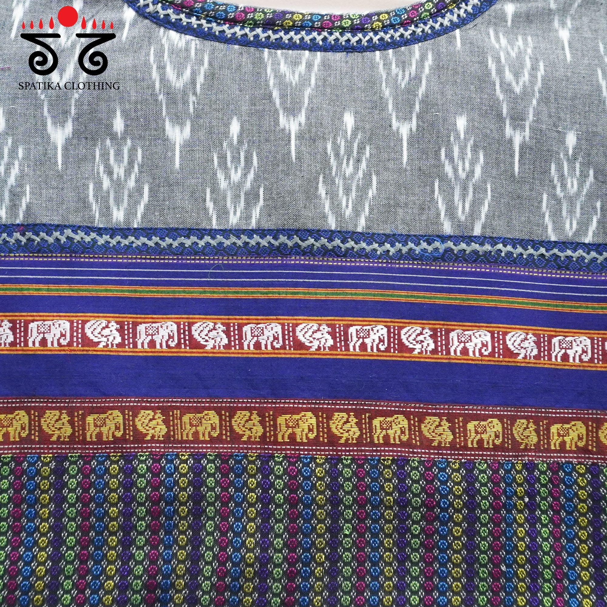 Grey Ikat Khun-Hand crafted Blouse