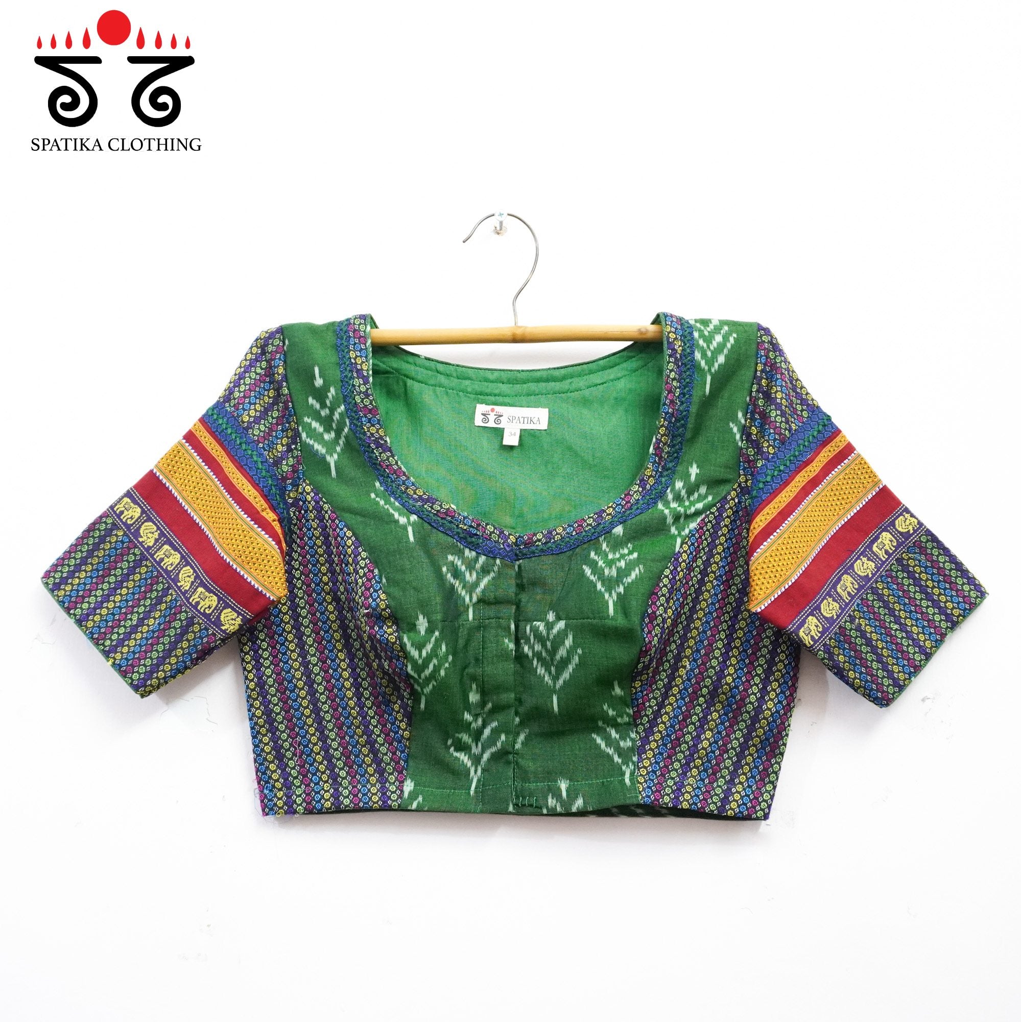 Green Ikat Khun-Hand crafted Blouse