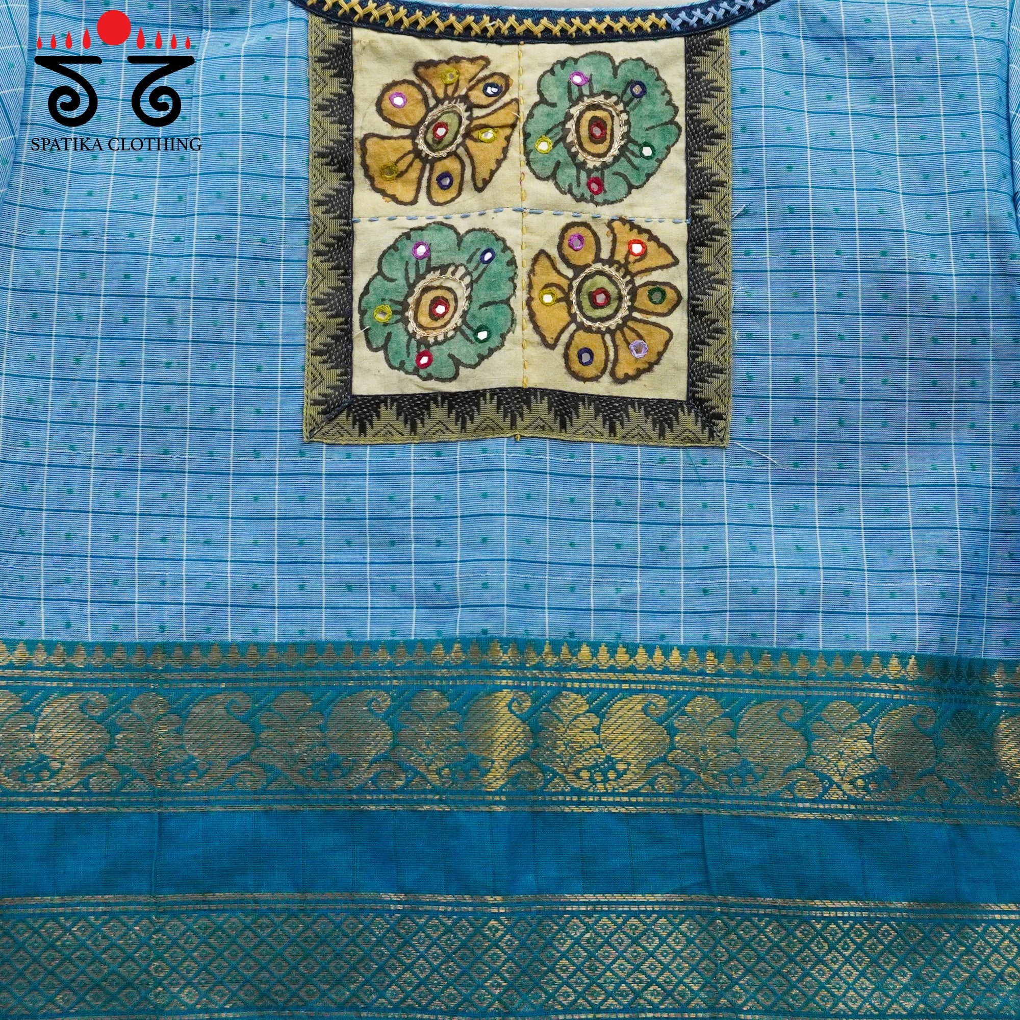 Blue Chettinad - Pen Kalamkari Blouse