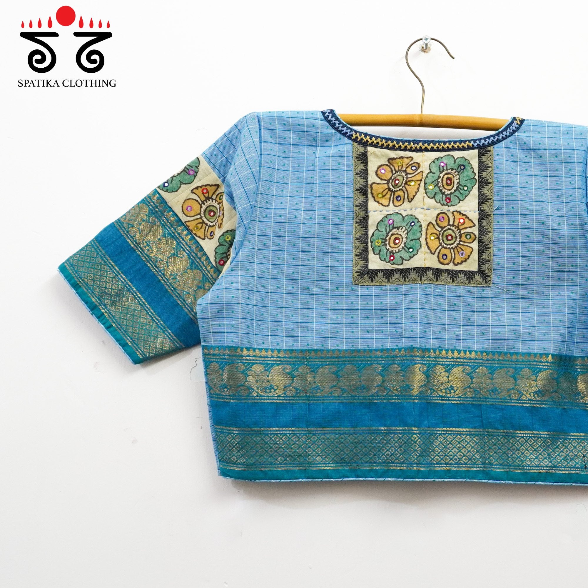 Blue Chettinad - Pen Kalamkari Blouse