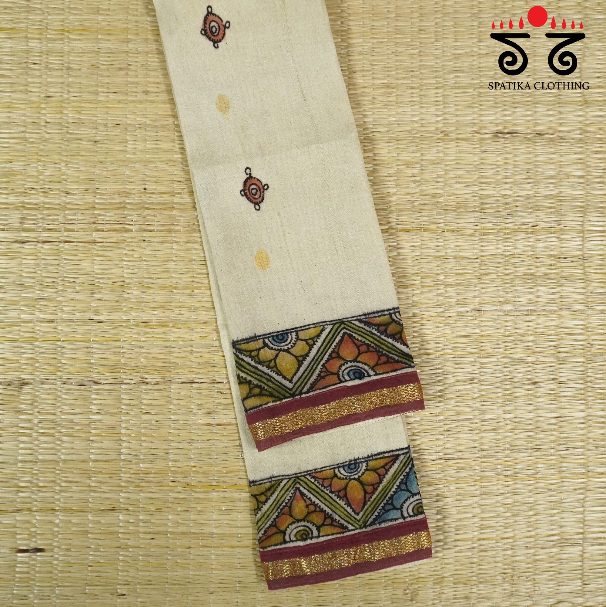 Pen Kalamkari On Ponduru Blouse Fabric