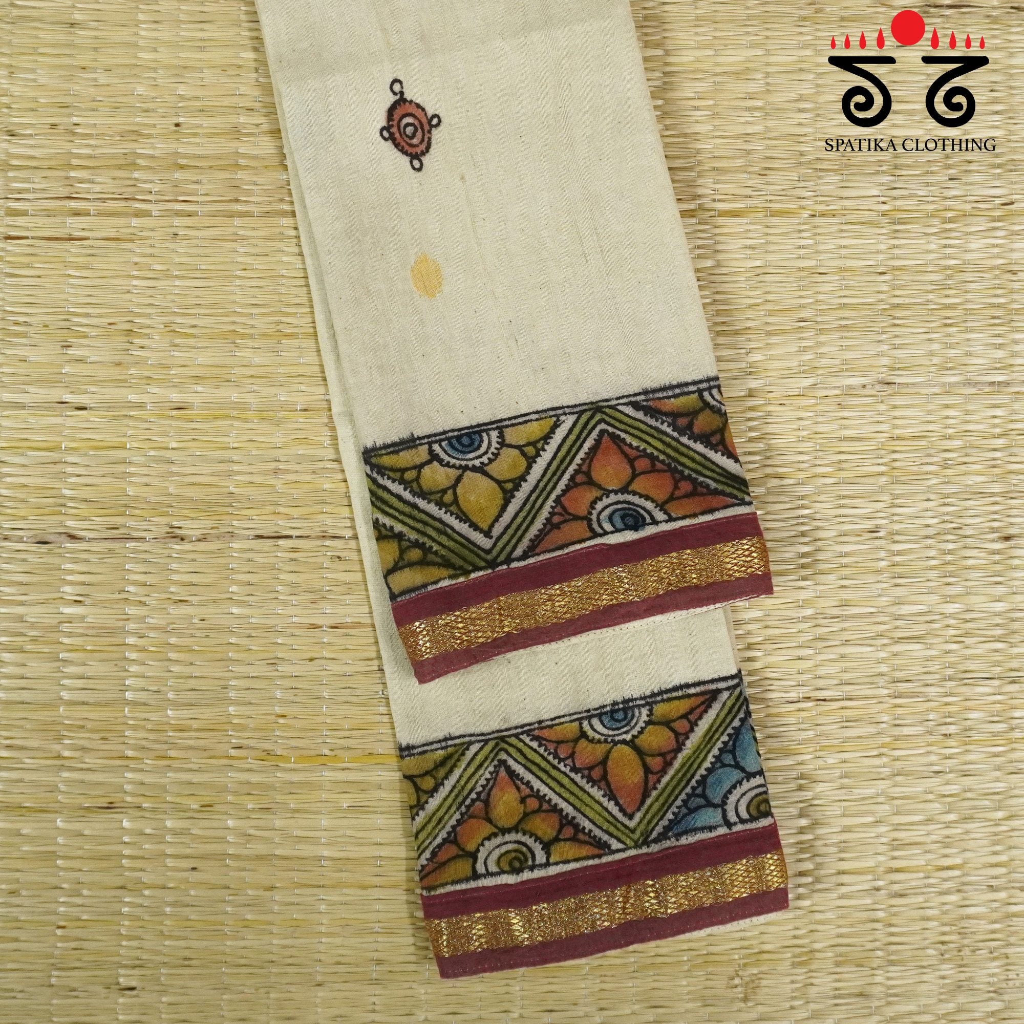 Pen Kalamkari On Ponduru Blouse Fabric