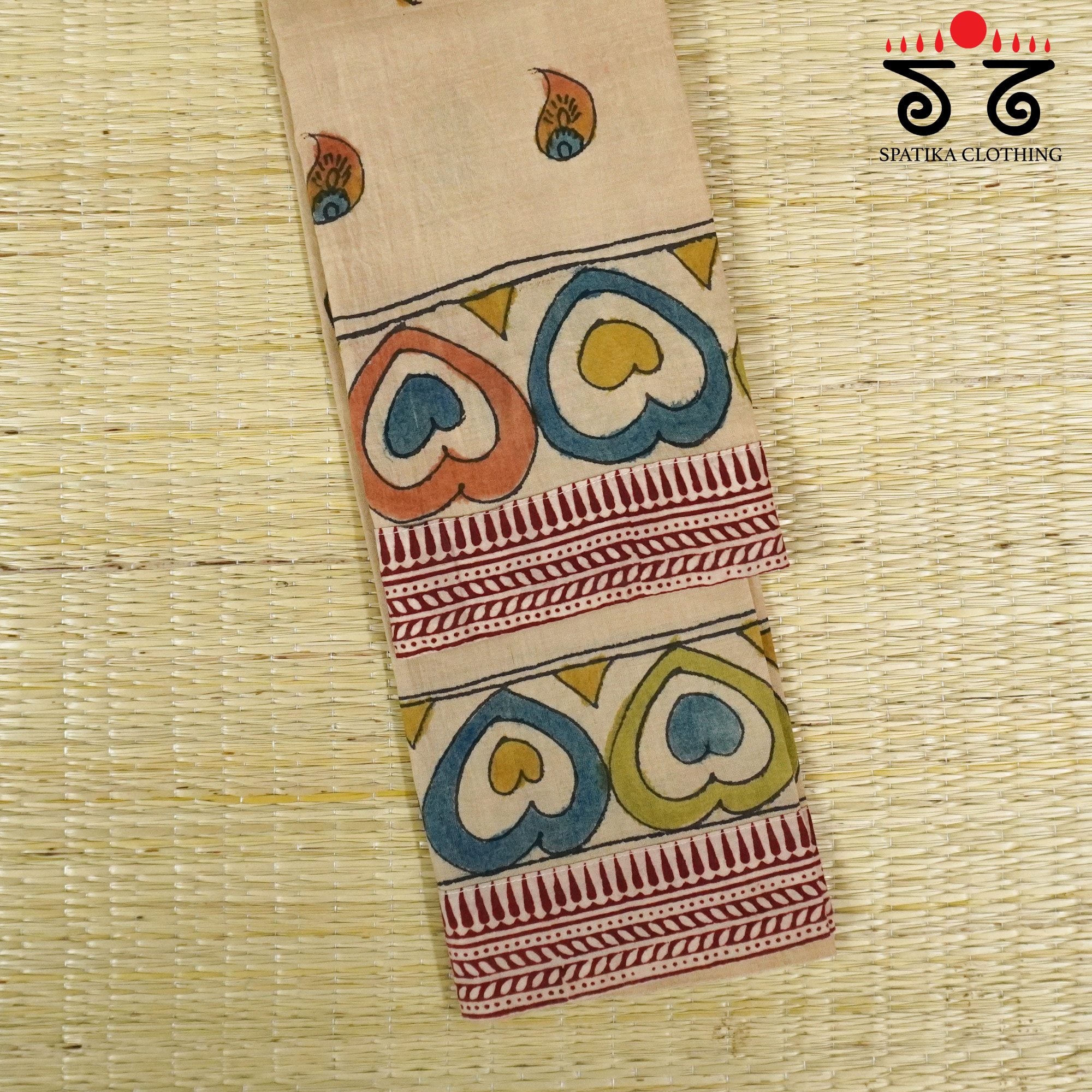 Pen Kalamkari On Ponduru Blouse Fabric