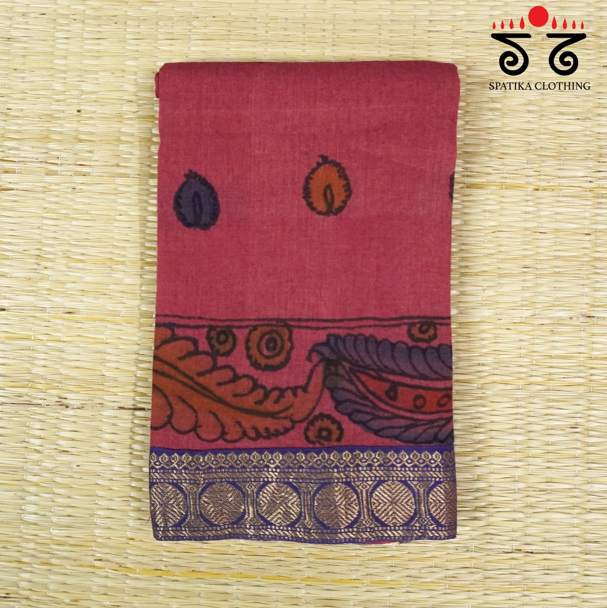 Pen Kalamkari On Ponduru Blouse Fabric