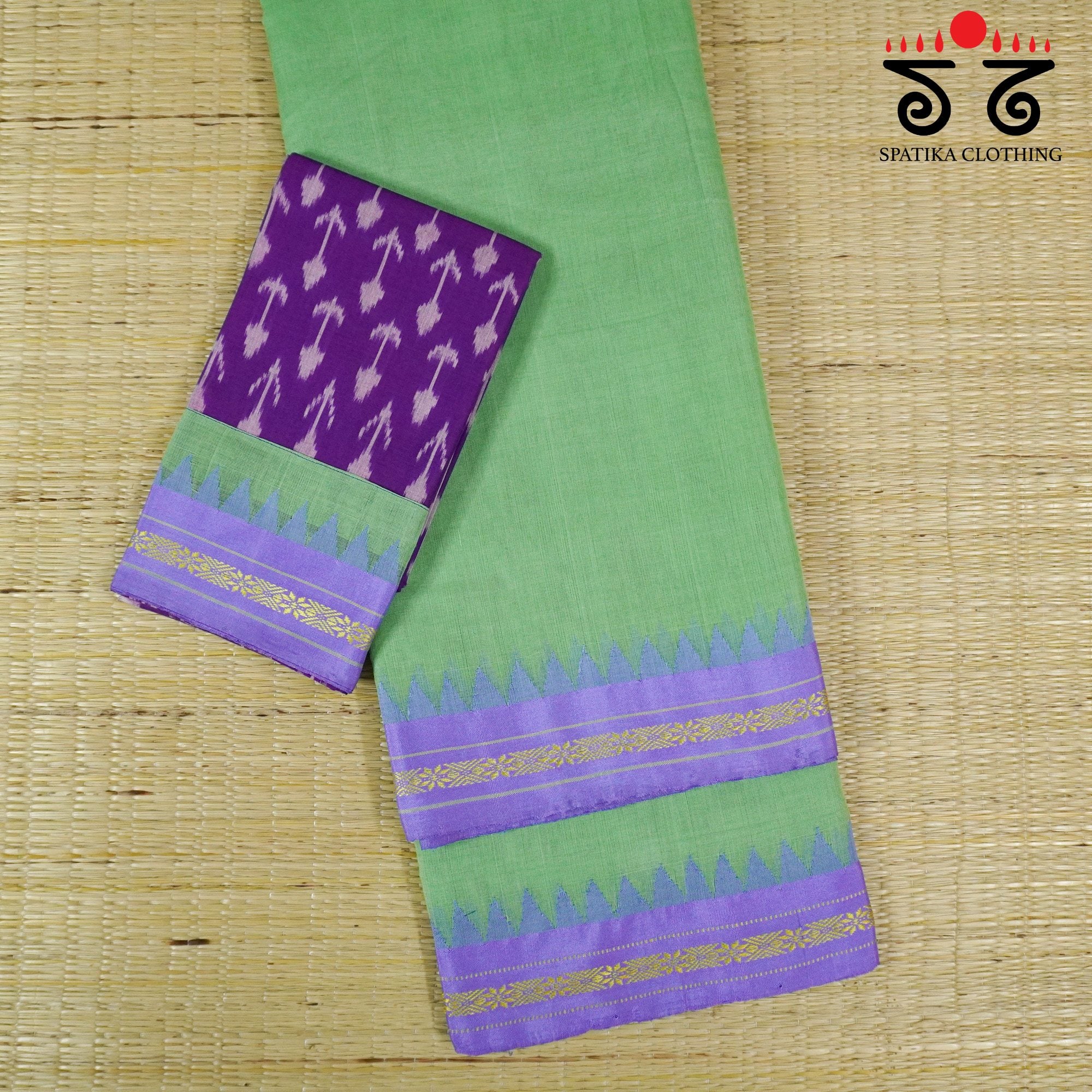 Ponduru Handspun Cotton Saree With Ajrak Blouse