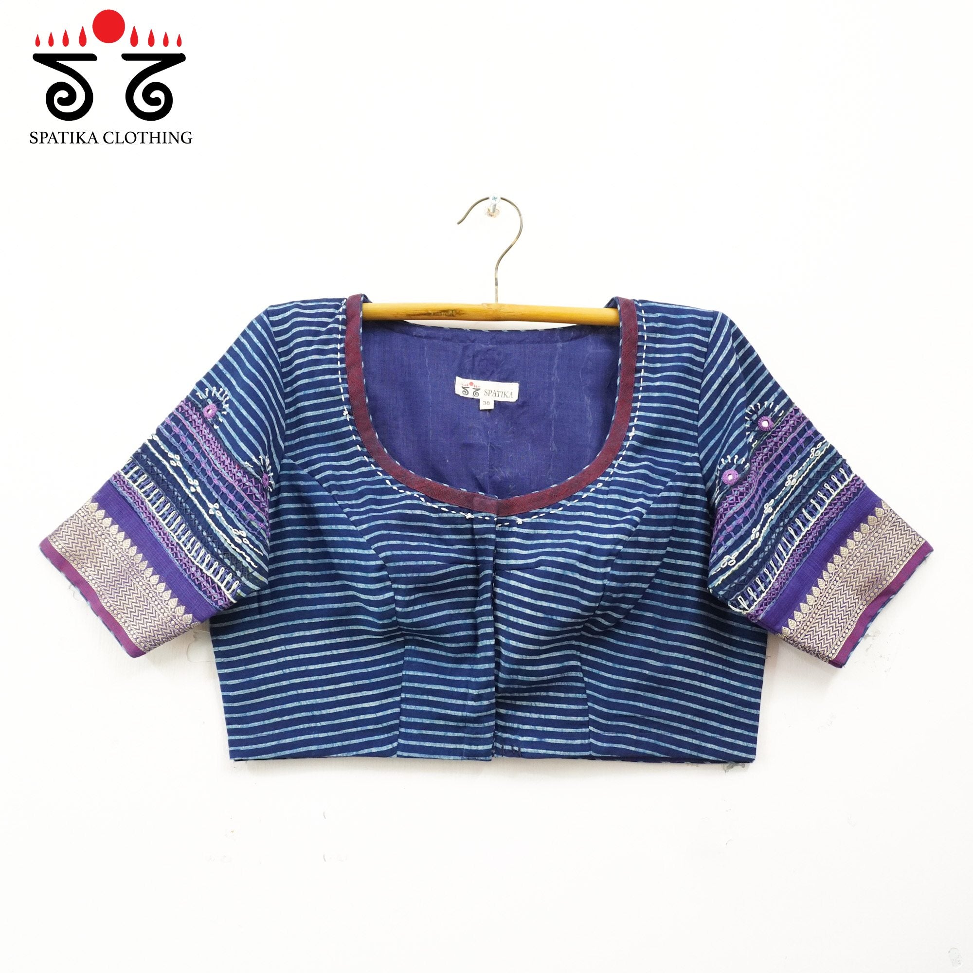 Blue Kashi Modal Silk - Festive Lambani Blouse