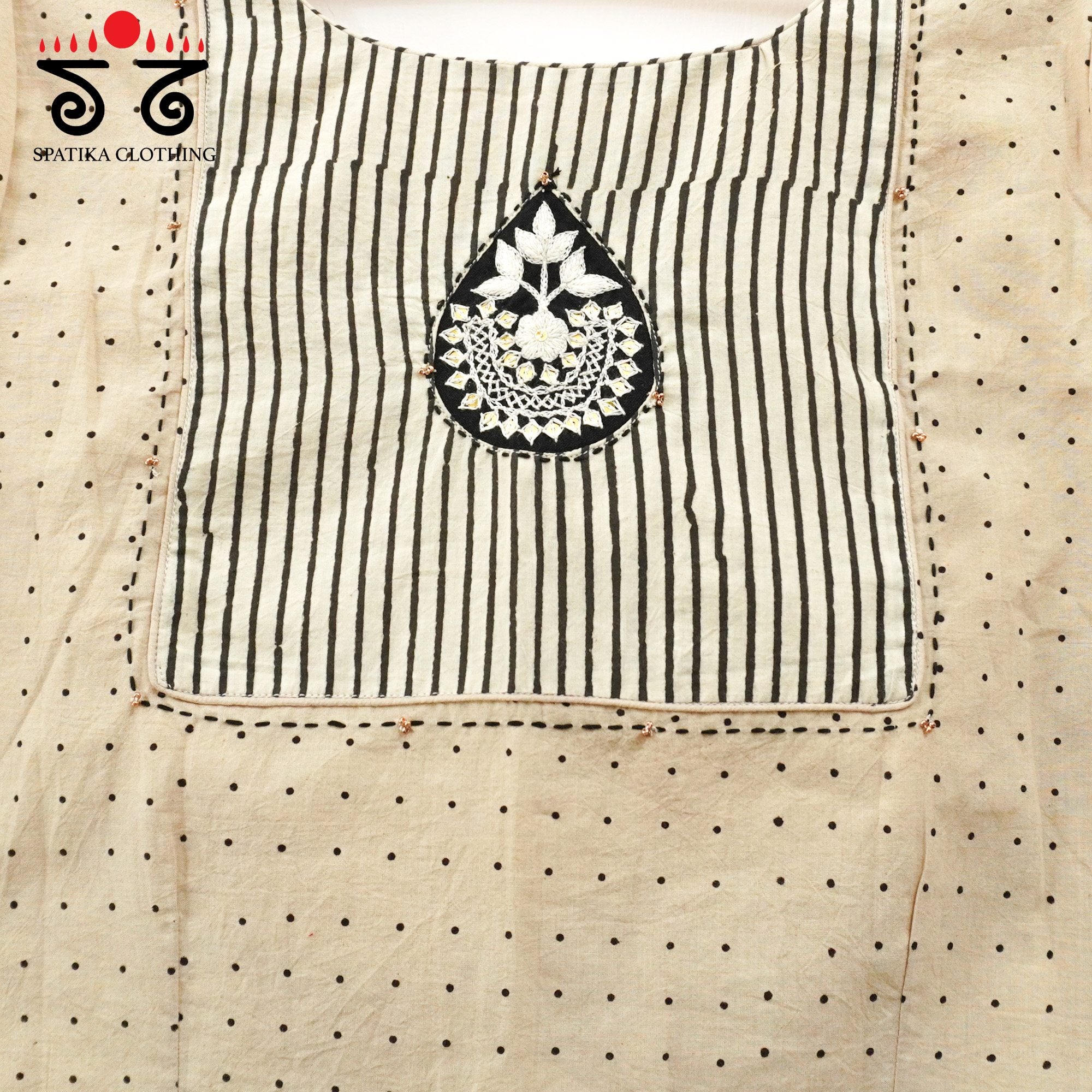 Off-White Inlay & Yoke handcrafted blouse in natural dyes
