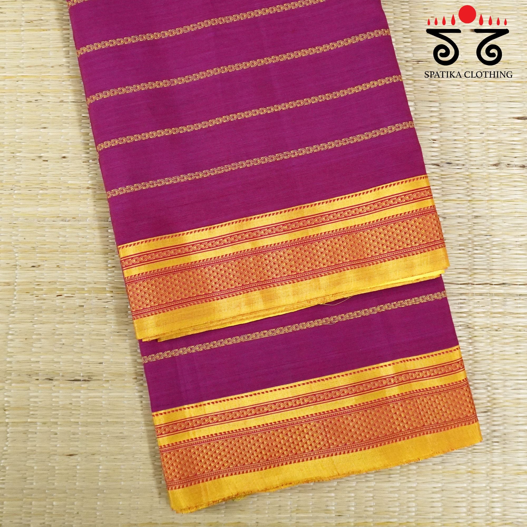 Magenta Ilkal Handwoven Cotton Saree - Silk Pallu
