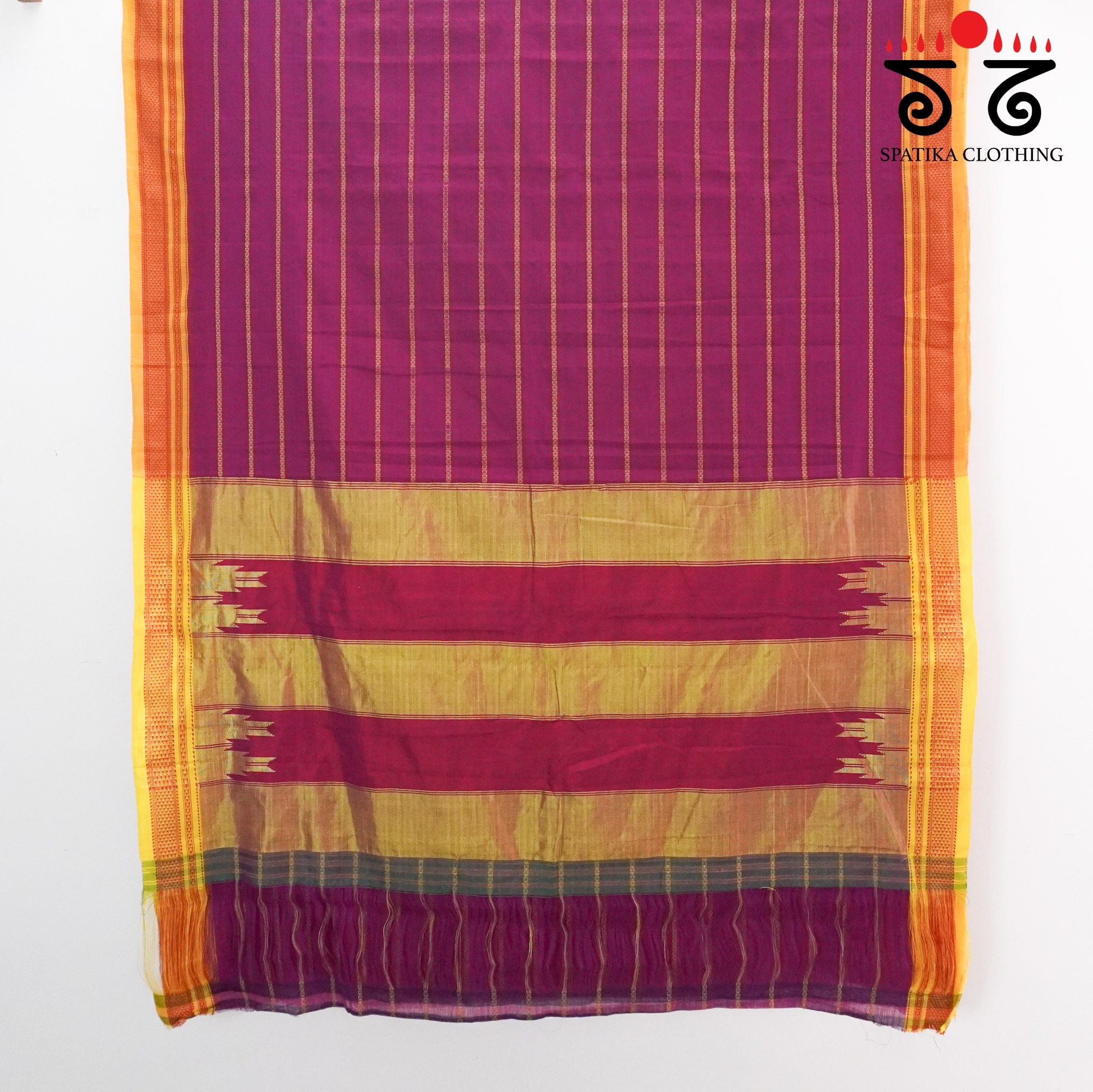 Magenta Ilkal Handwoven Cotton Saree - Silk Pallu