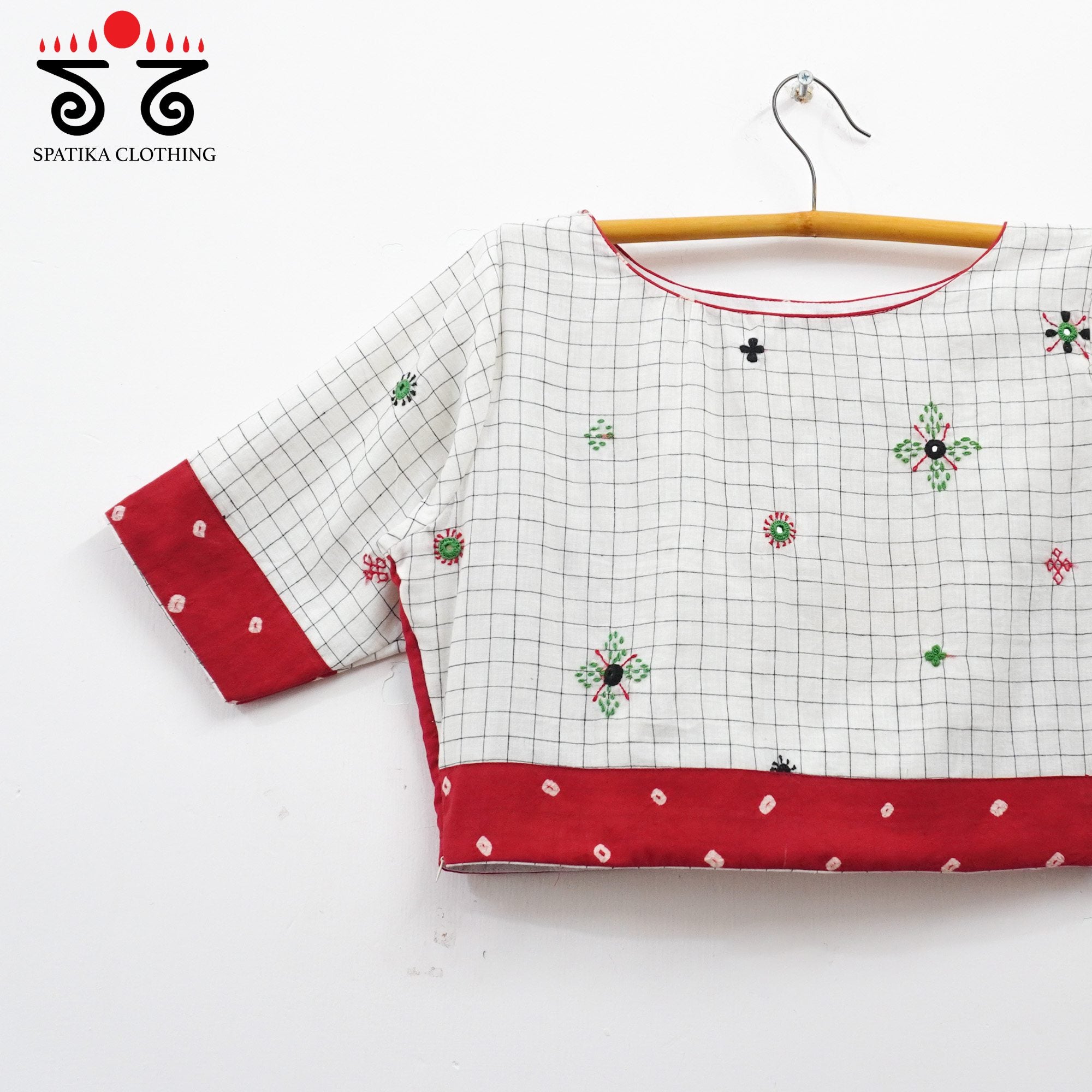 White Lambani Bandhani Checkered Blouse