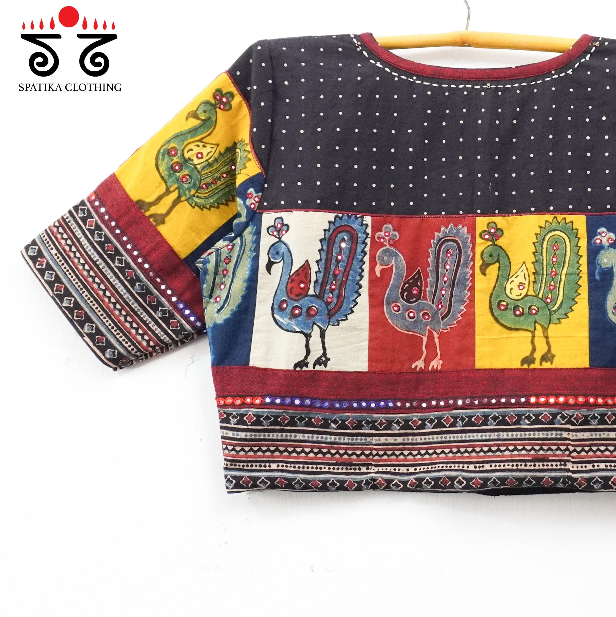 Black Morni-Ajrak Handcrafted Blouse