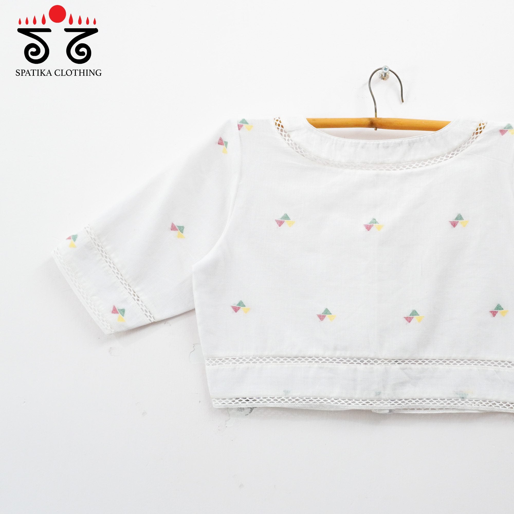 Jamdhani Lace Blouse - Multi Butta