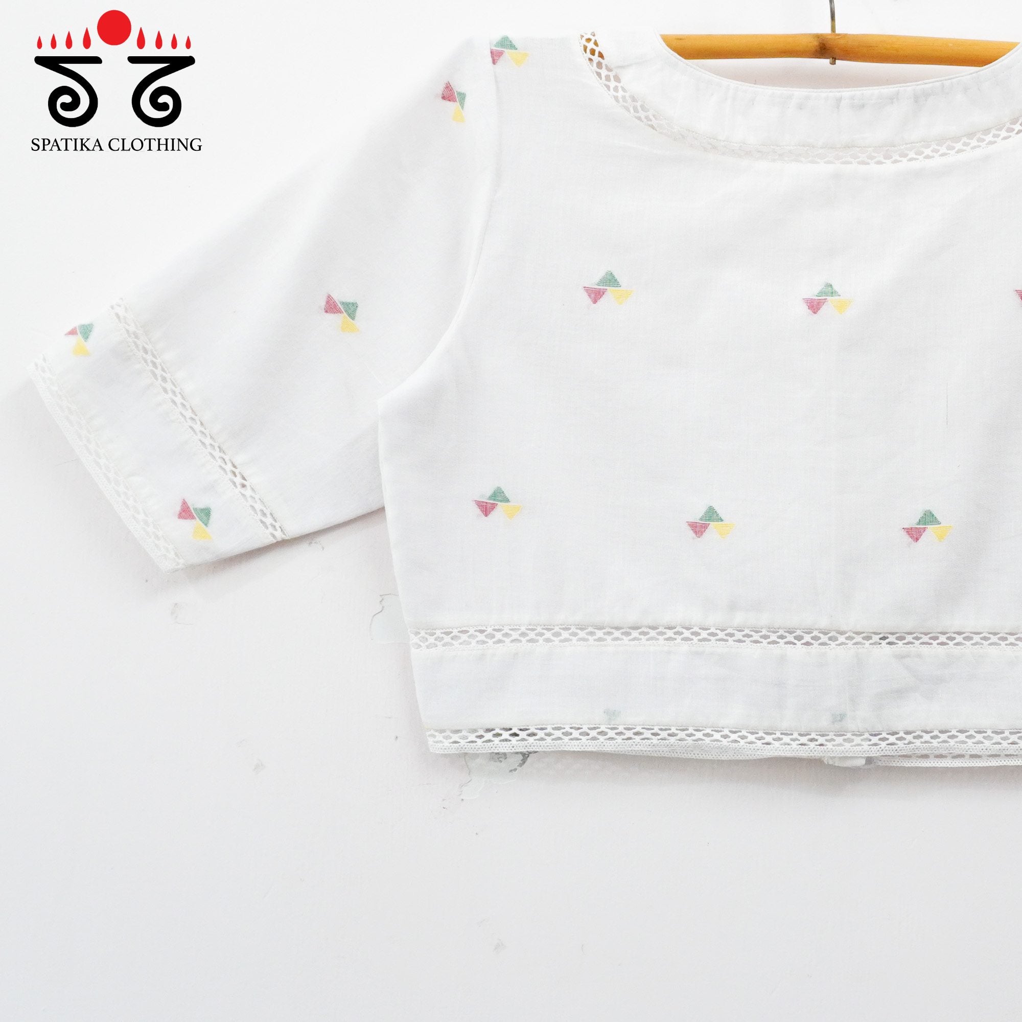 Jamdhani Lace Blouse - Multi Butta