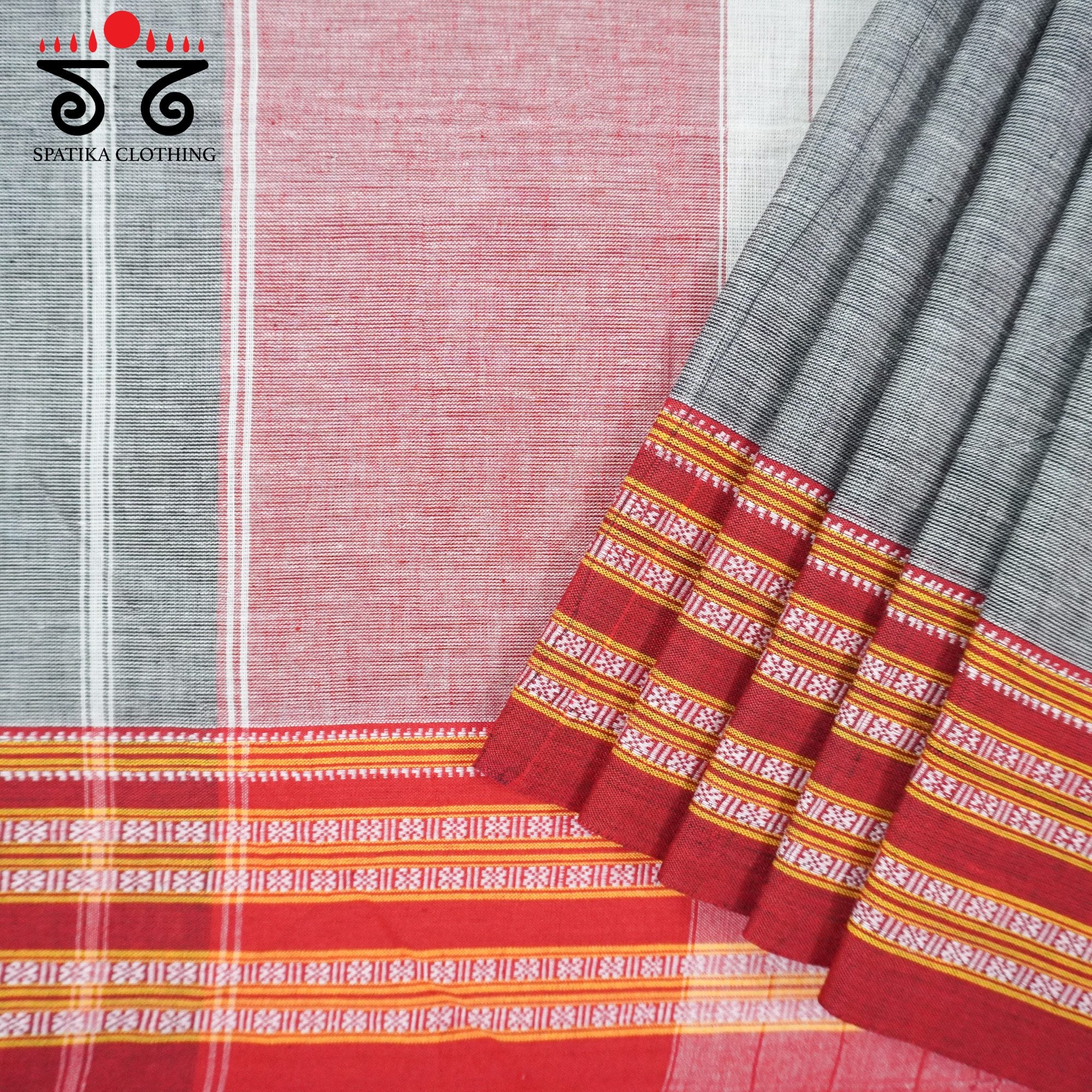 Grey Ilkal Handwoven Cotton Saree - Modal Blouse
