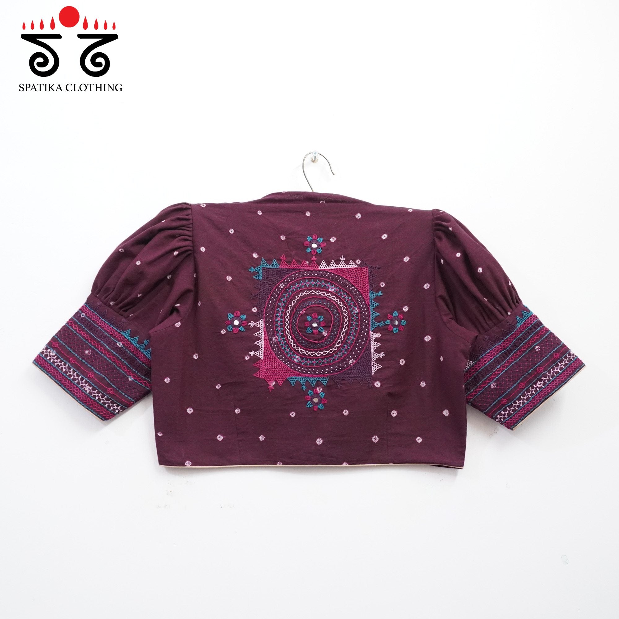 Dark Maroon Lambani - Bandhani blouse