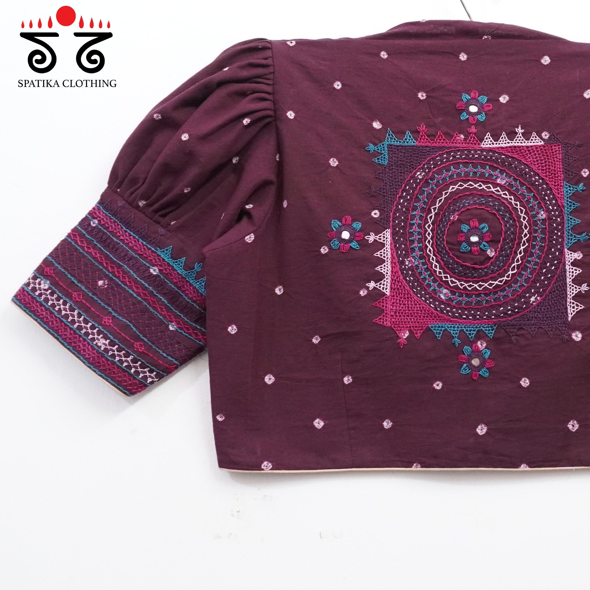 Dark Maroon Lambani - Bandhani blouse