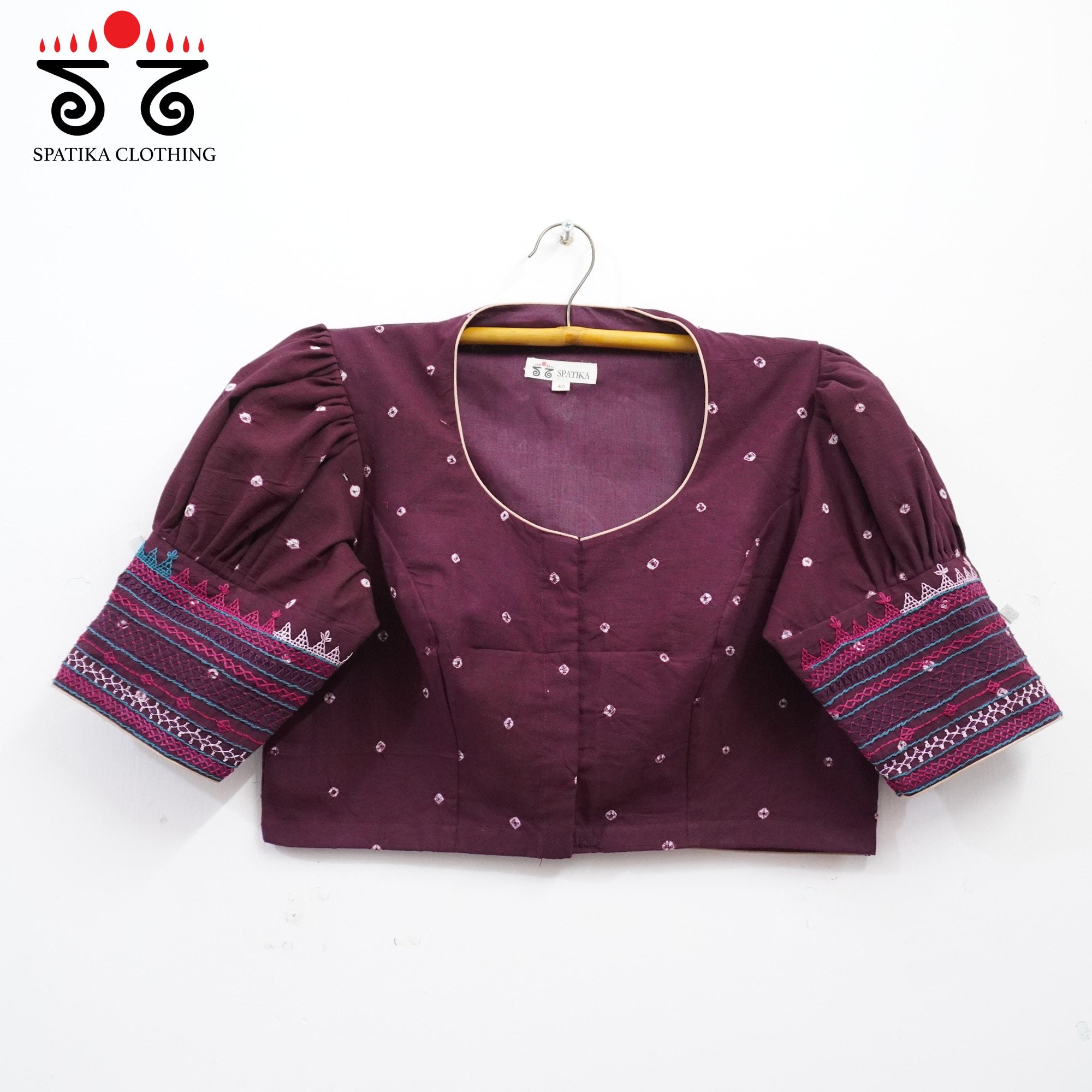 Dark Maroon Lambani - Bandhani blouse