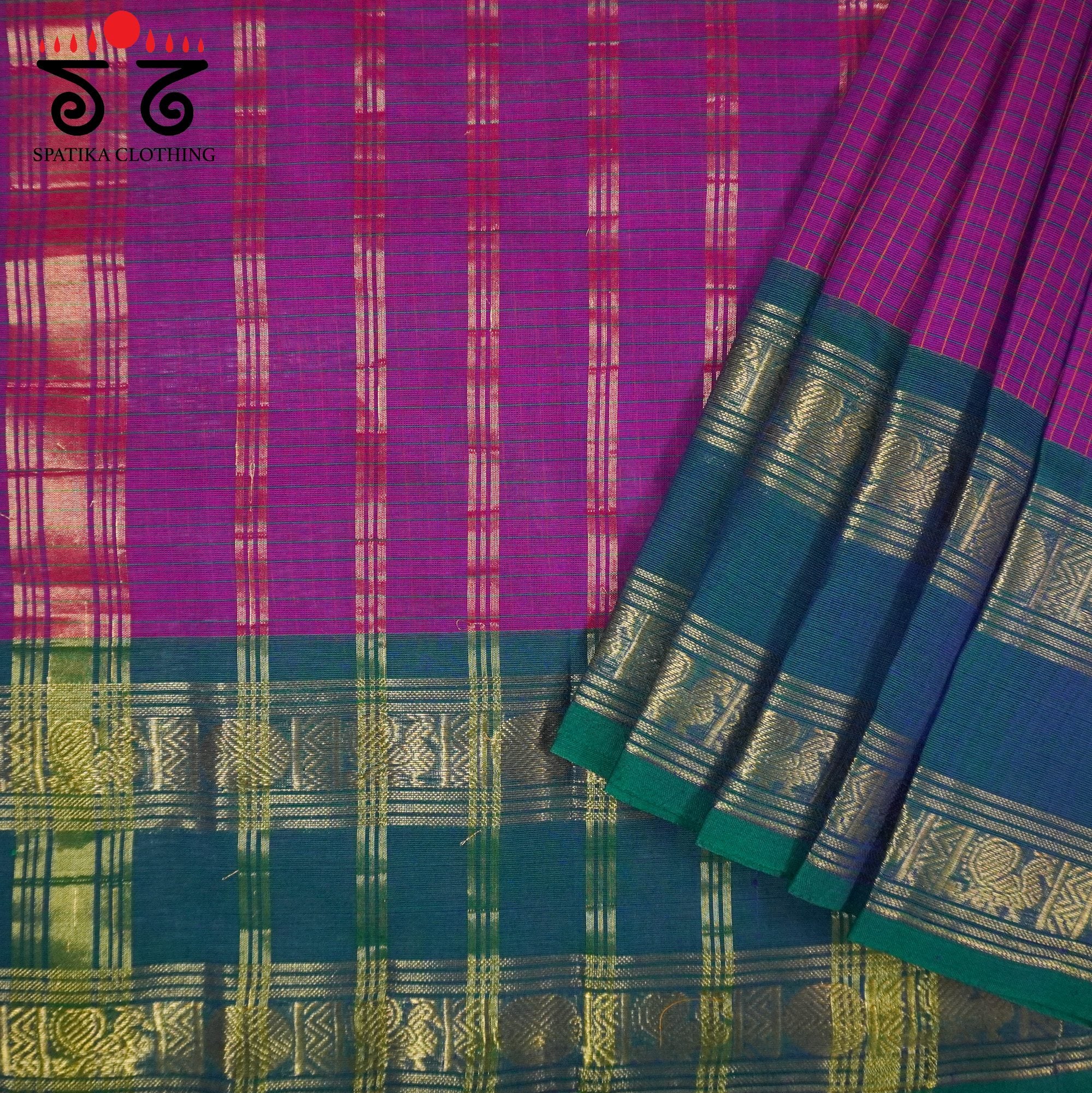 Magenta Chettinad Cotton Saree