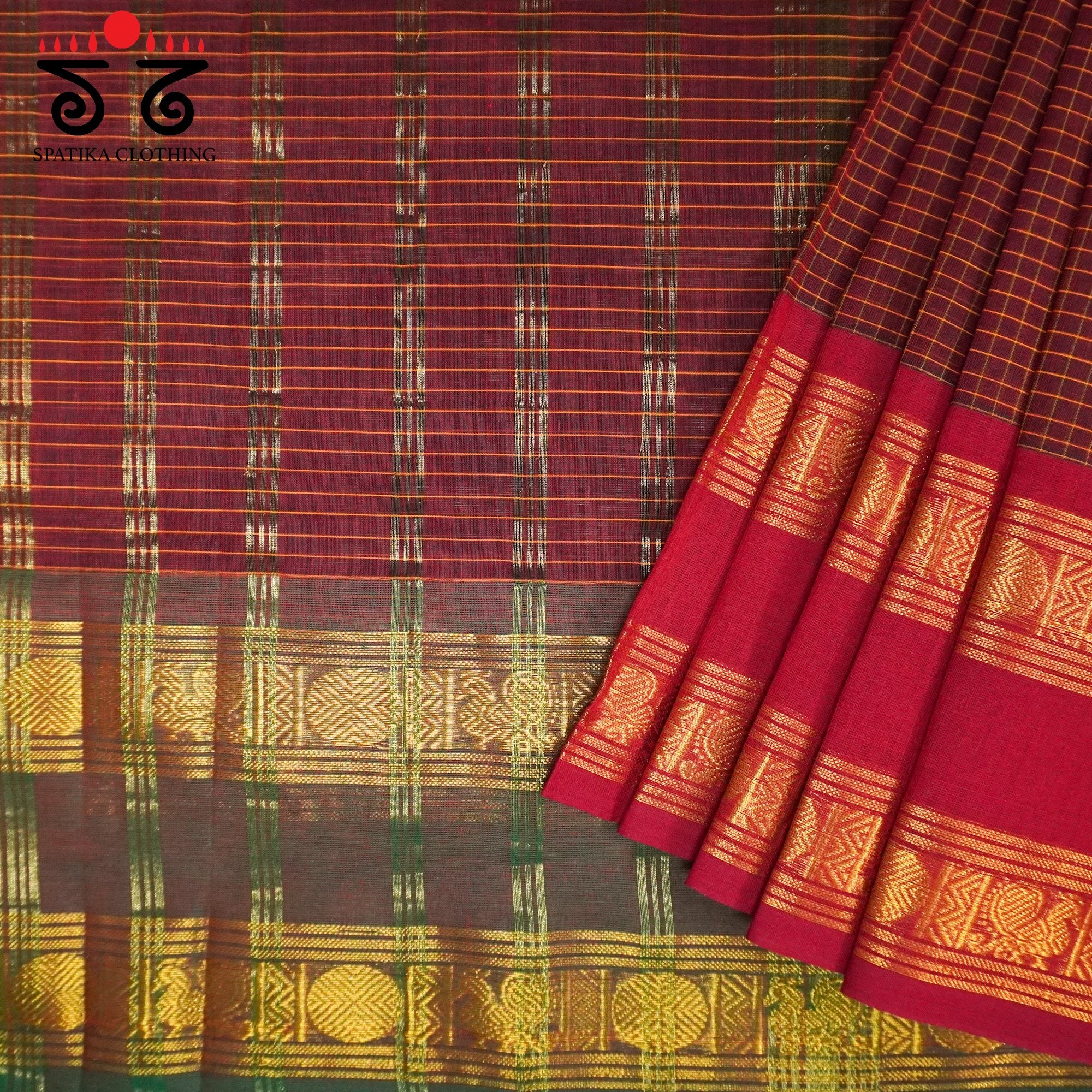 Maroon Chettinad Cotton Saree