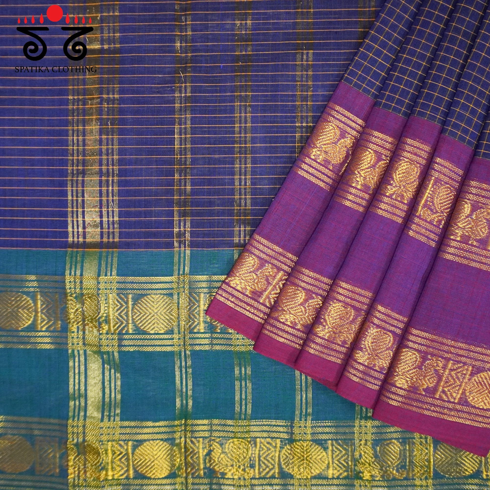 Blue Chettinad Cotton Saree