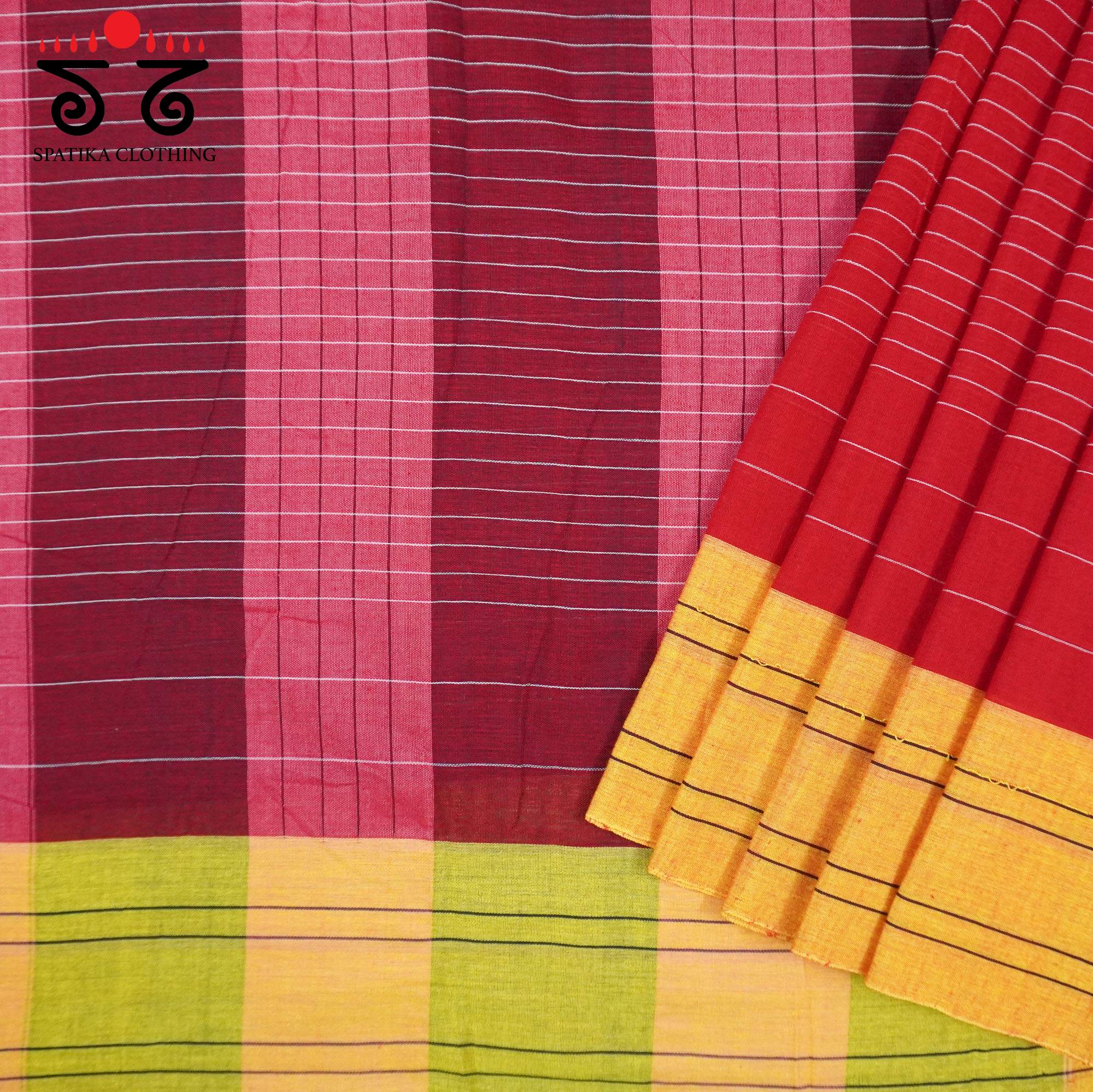 Red Ilkal Handwoven Cotton Saree - Special Edition