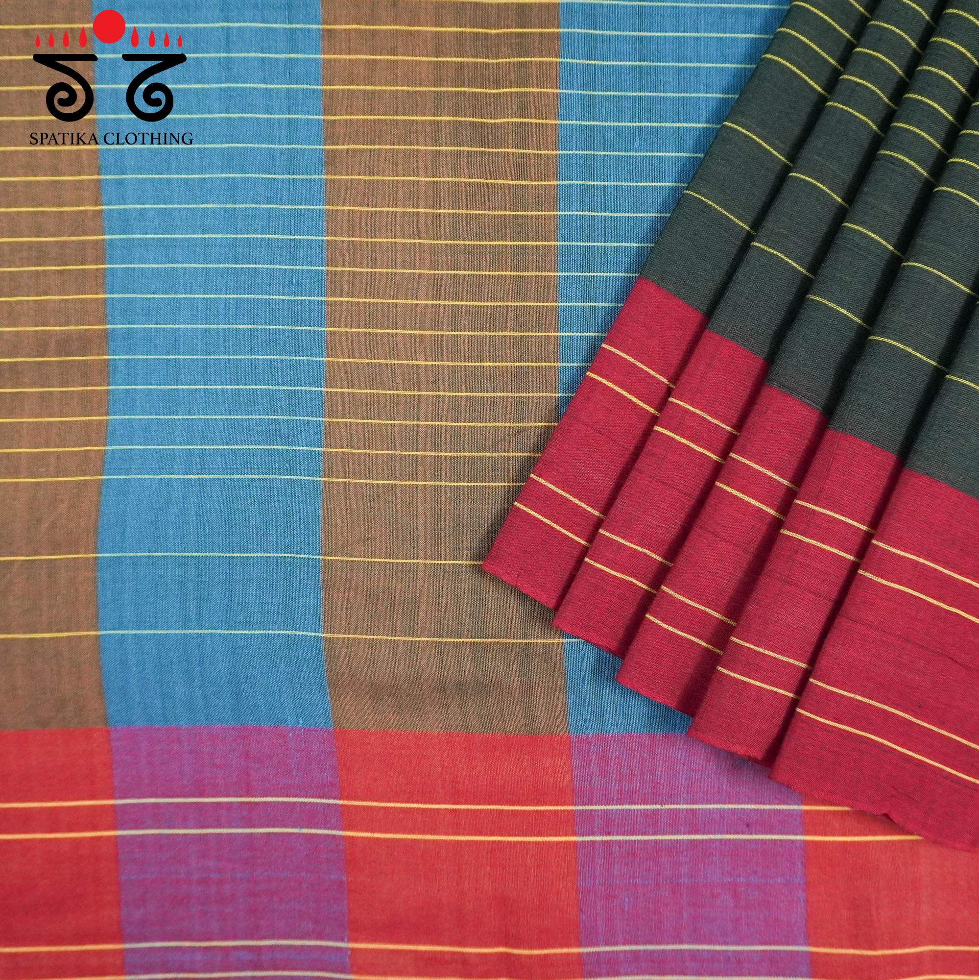Dark Green Ilkal Handwoven Cotton Saree - Special Edition