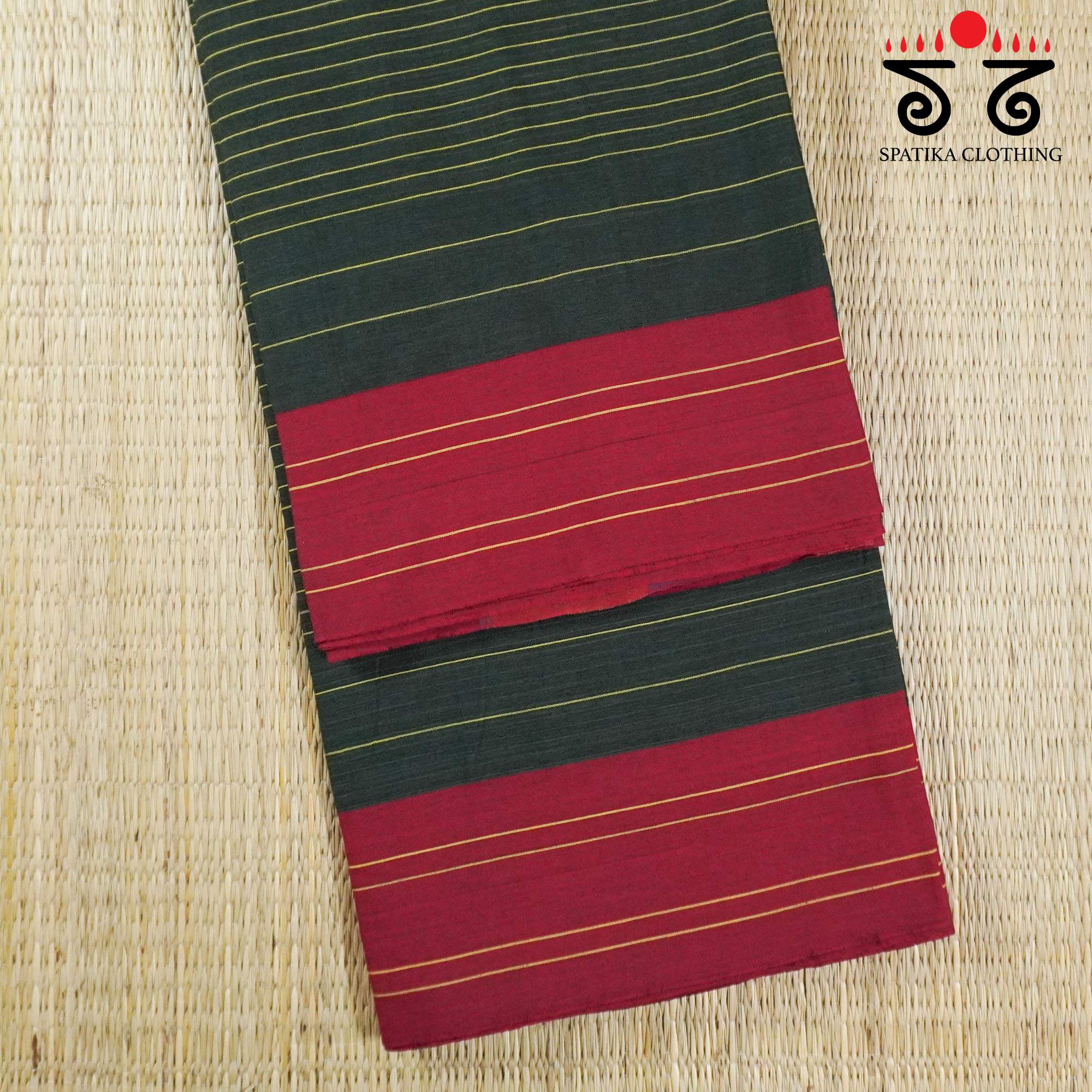 Dark Green Ilkal Handwoven Cotton Saree - Special Edition
