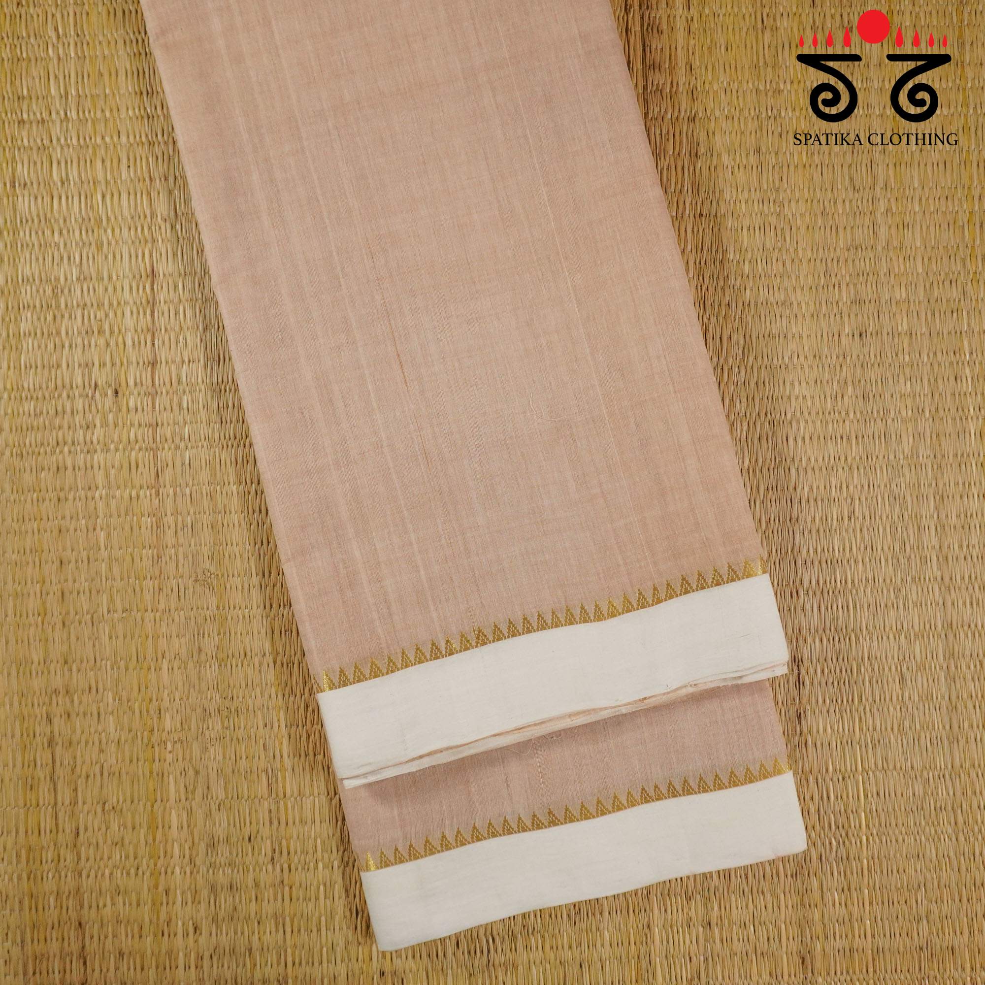 Light Beige Andhra Handwoven Cotton Saree