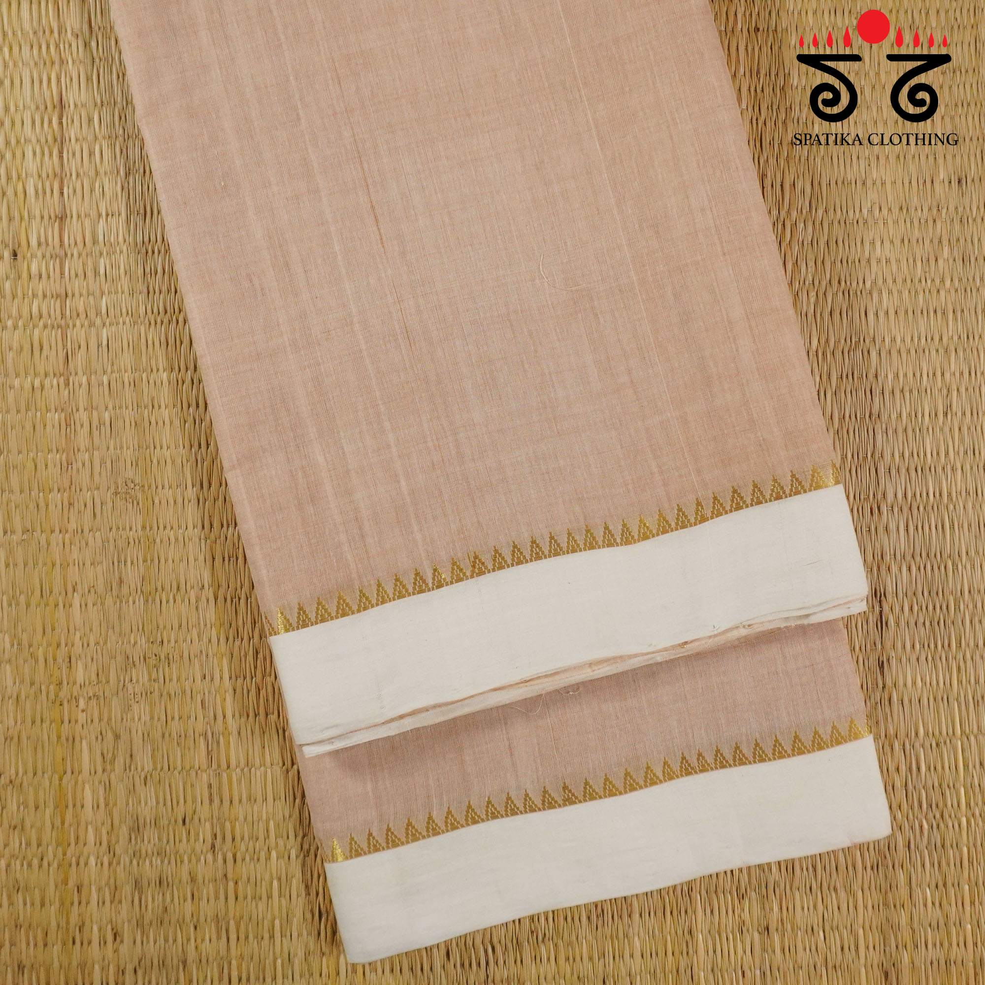 Light Beige Andhra Handwoven Cotton Saree