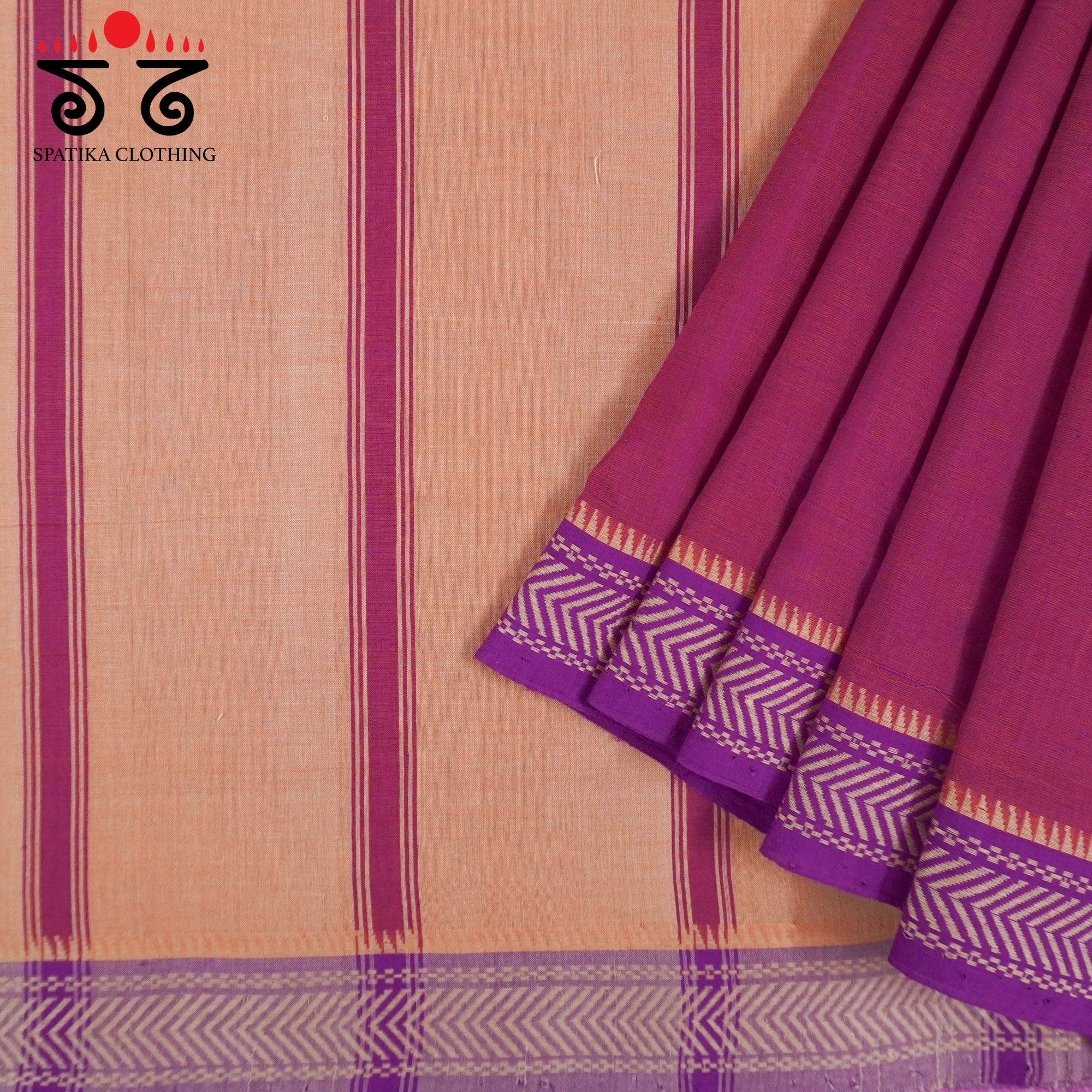 Magenta Andhra Handwoven Cotton Saree