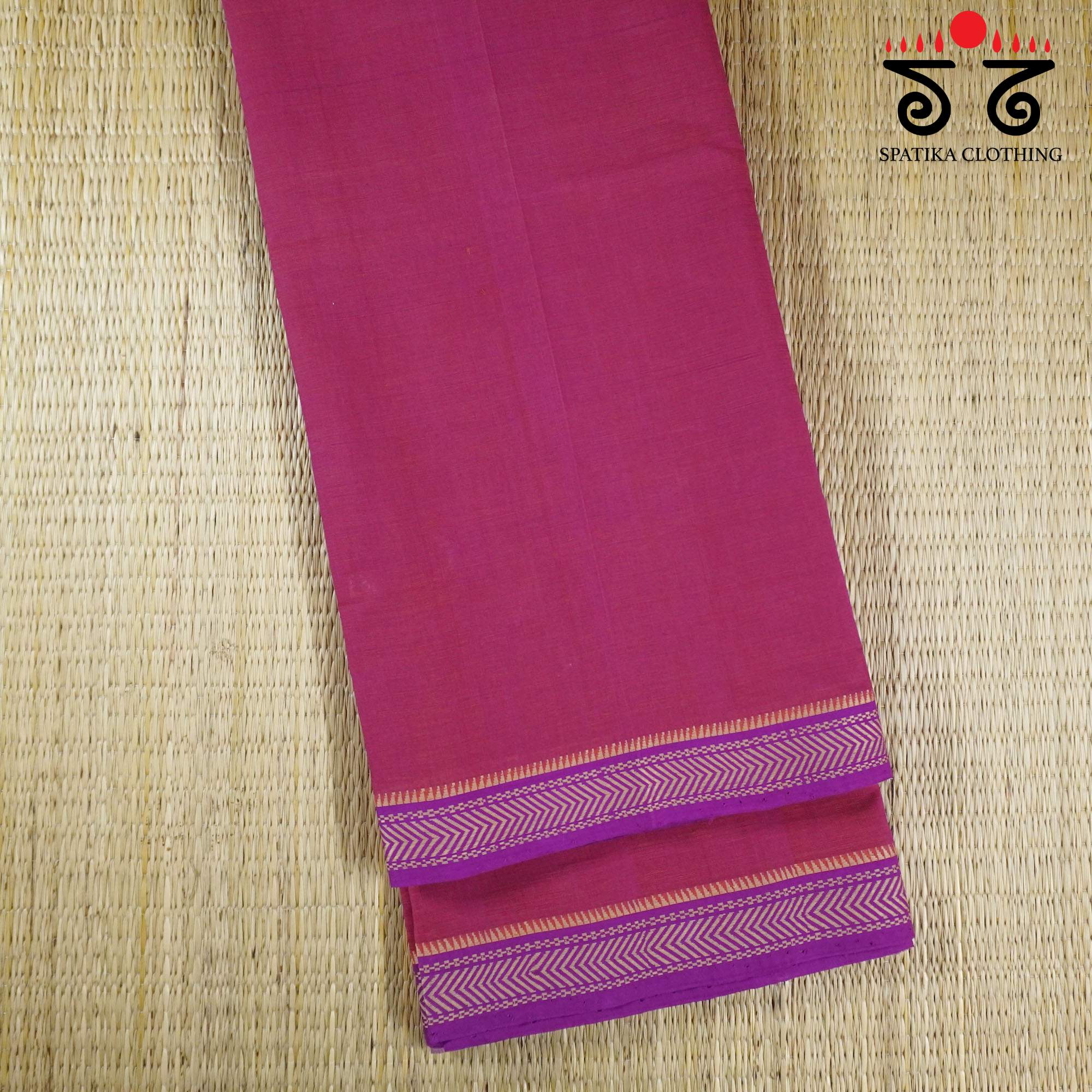 Magenta Andhra Handwoven Cotton Saree